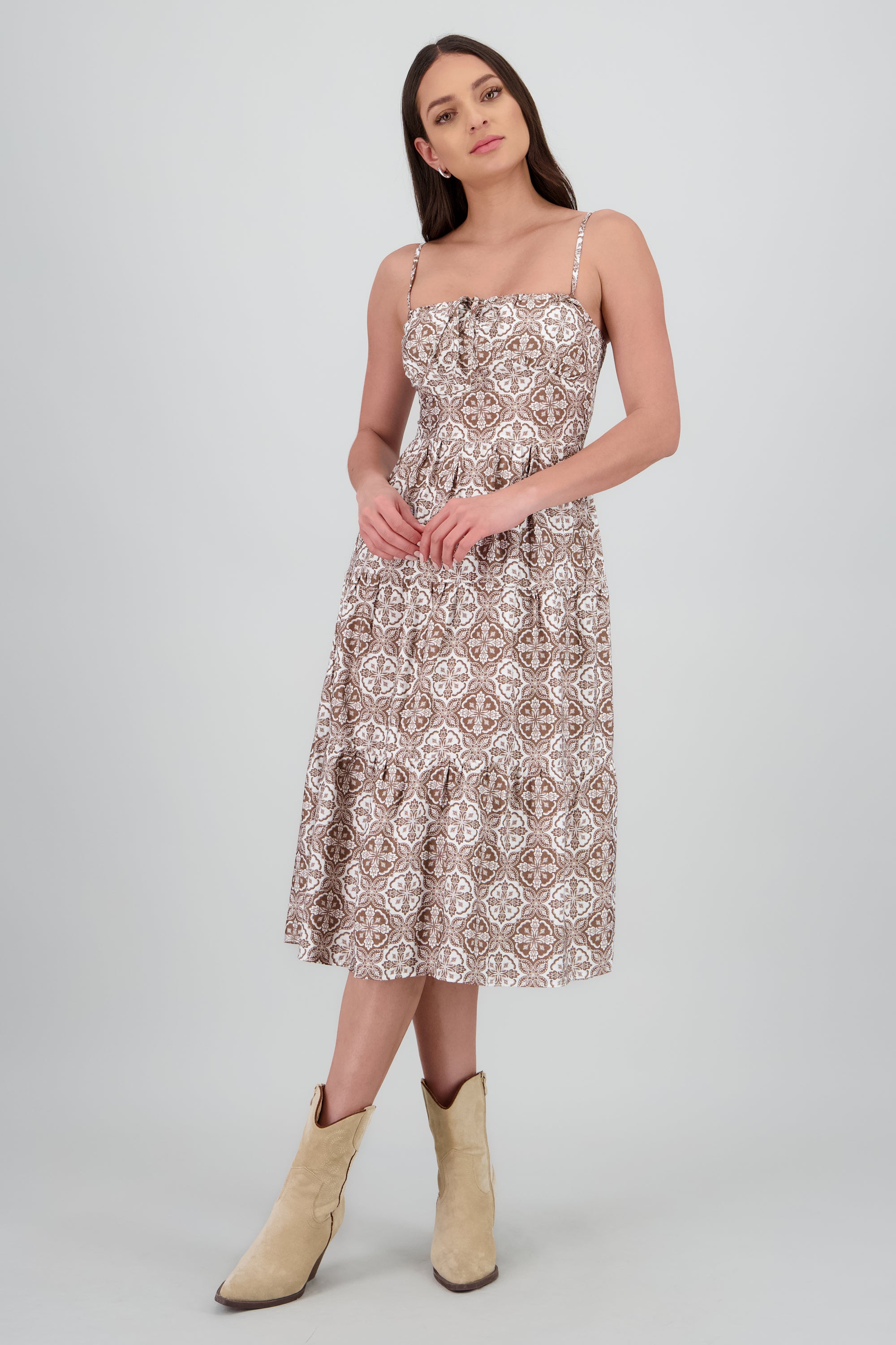 Vestido maxi tirantes estampado boho CAFE COMBO