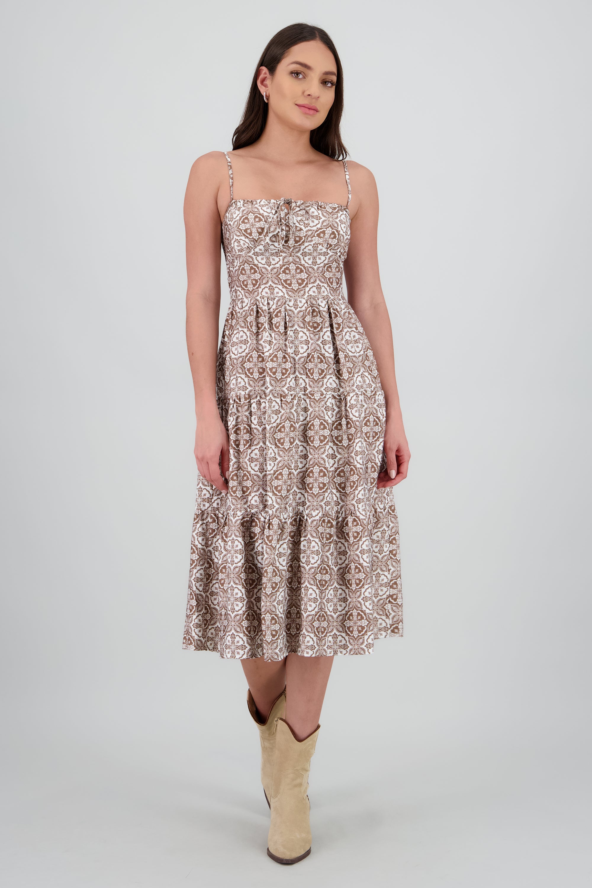 Vestido maxi tirantes estampado boho CAFE COMBO