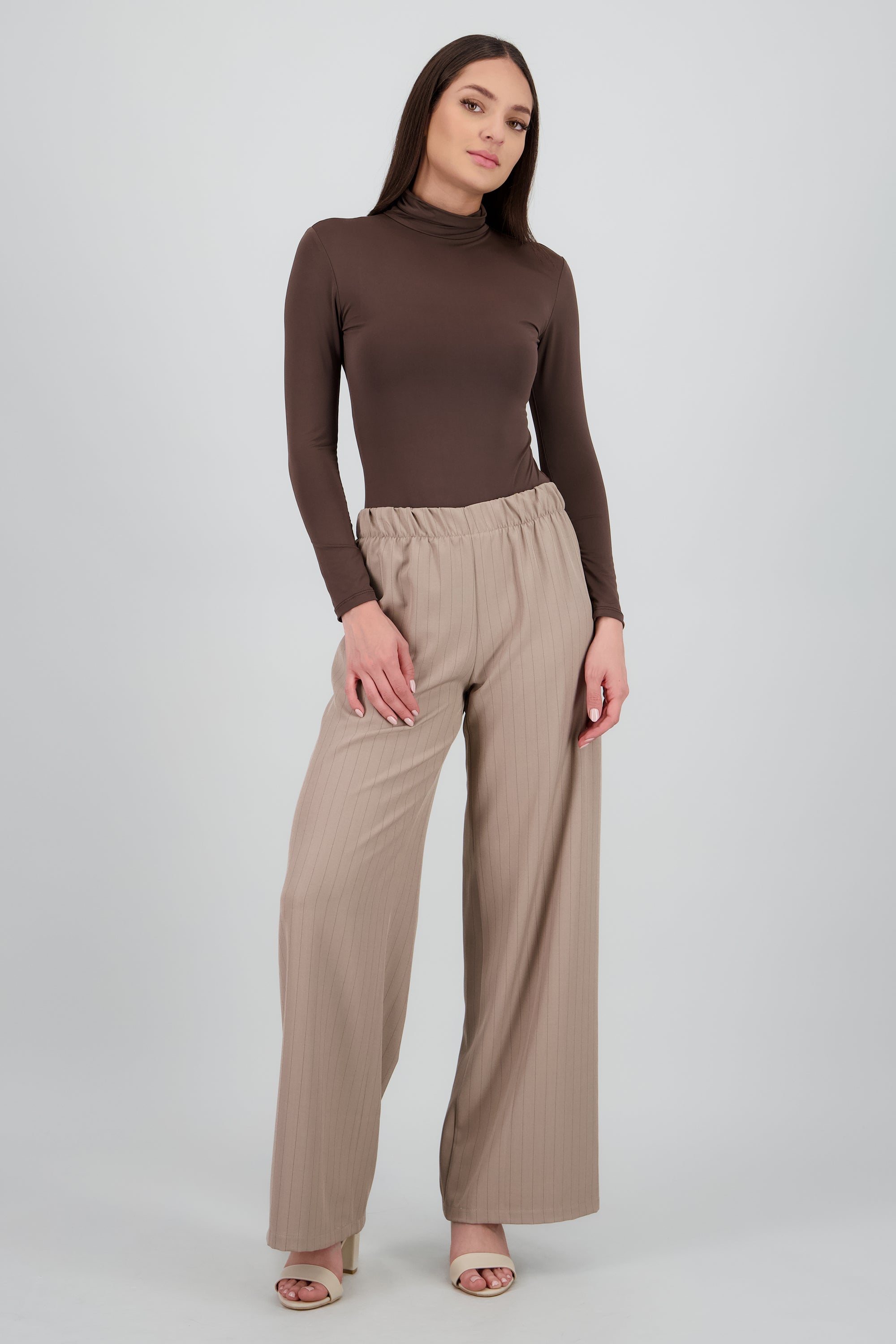 Pantalon de vestir fluido rayas diplomaticas CAFE