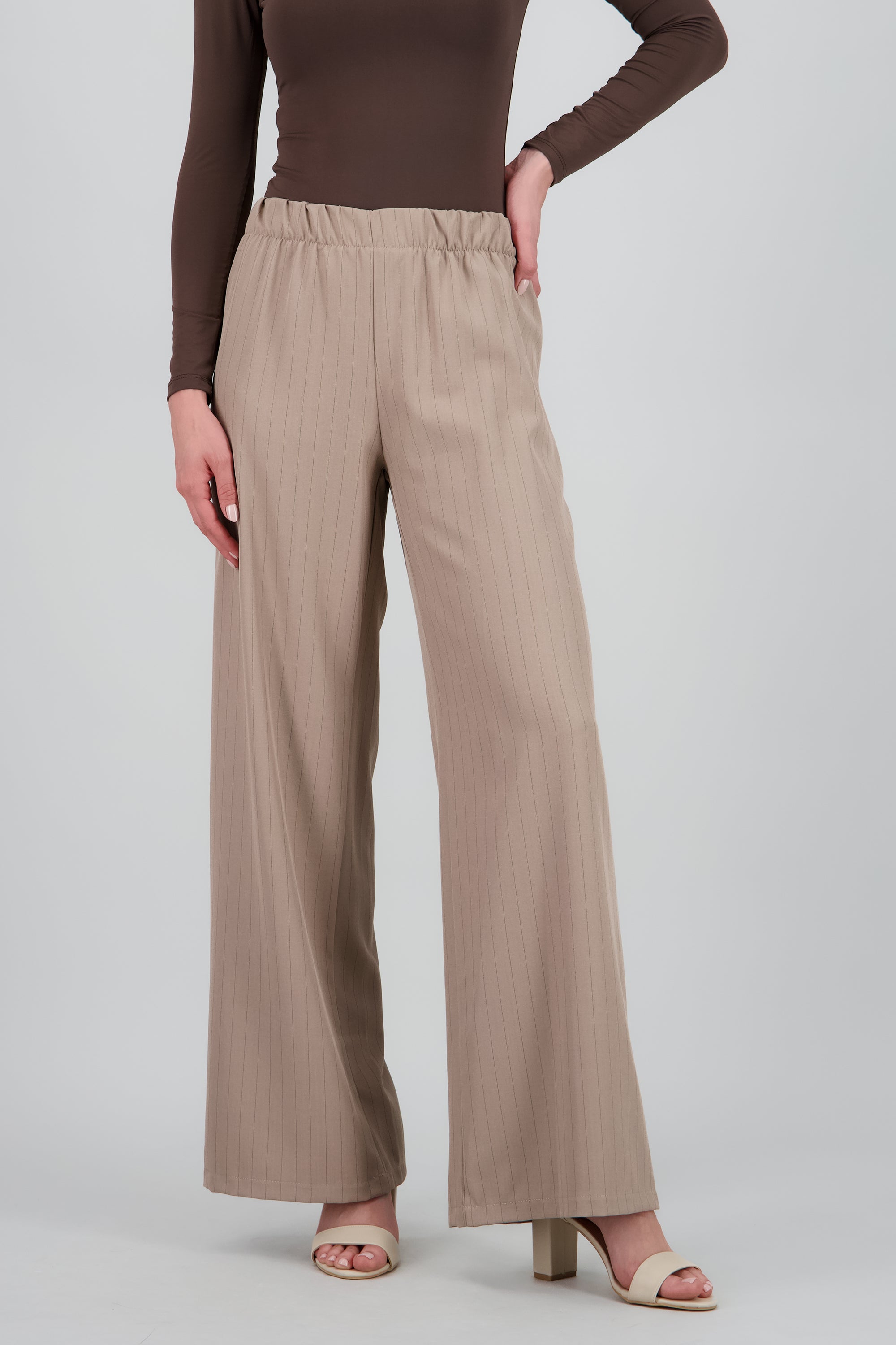 Pantalon de vestir fluido rayas diplomaticas CAFE