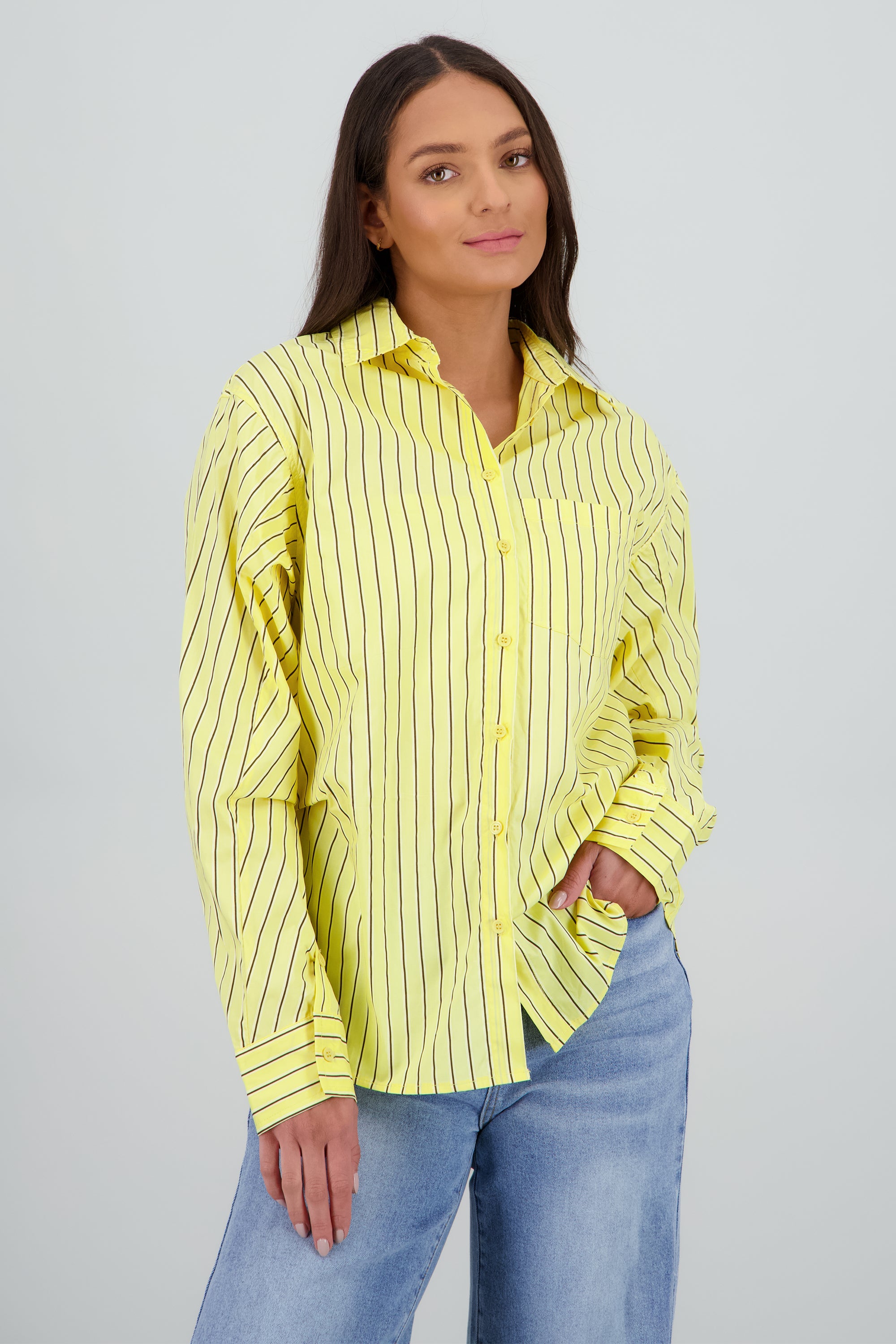 Camisa oversized rayas AMARILLO COMBO