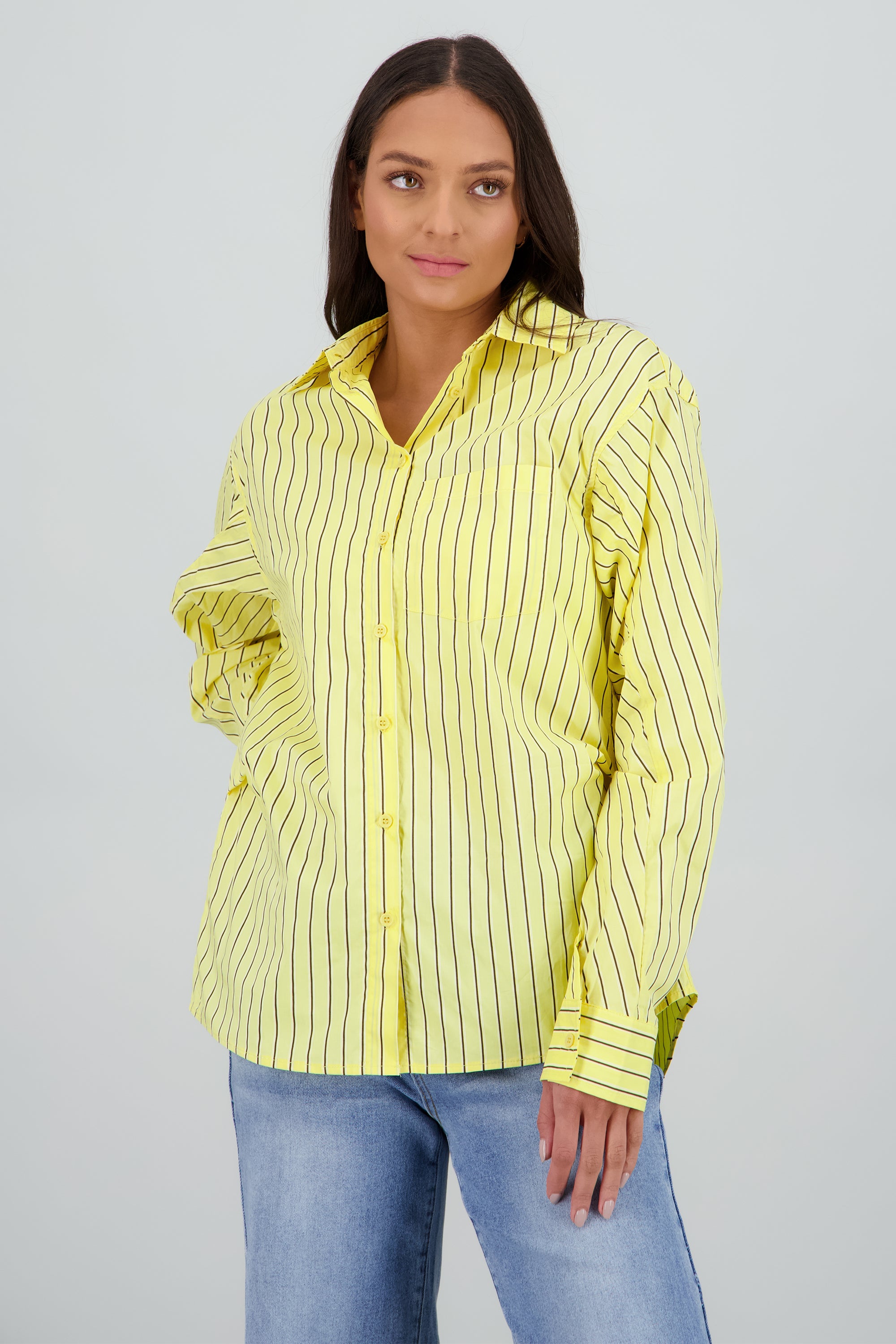 Camisa oversized rayas AMARILLO COMBO