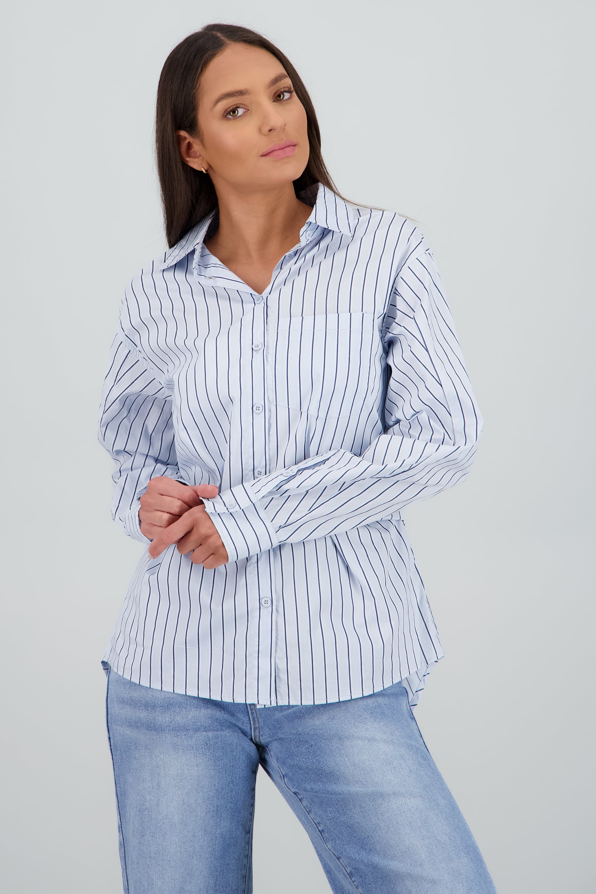 Camisa oversized rayas AZUL COMBO