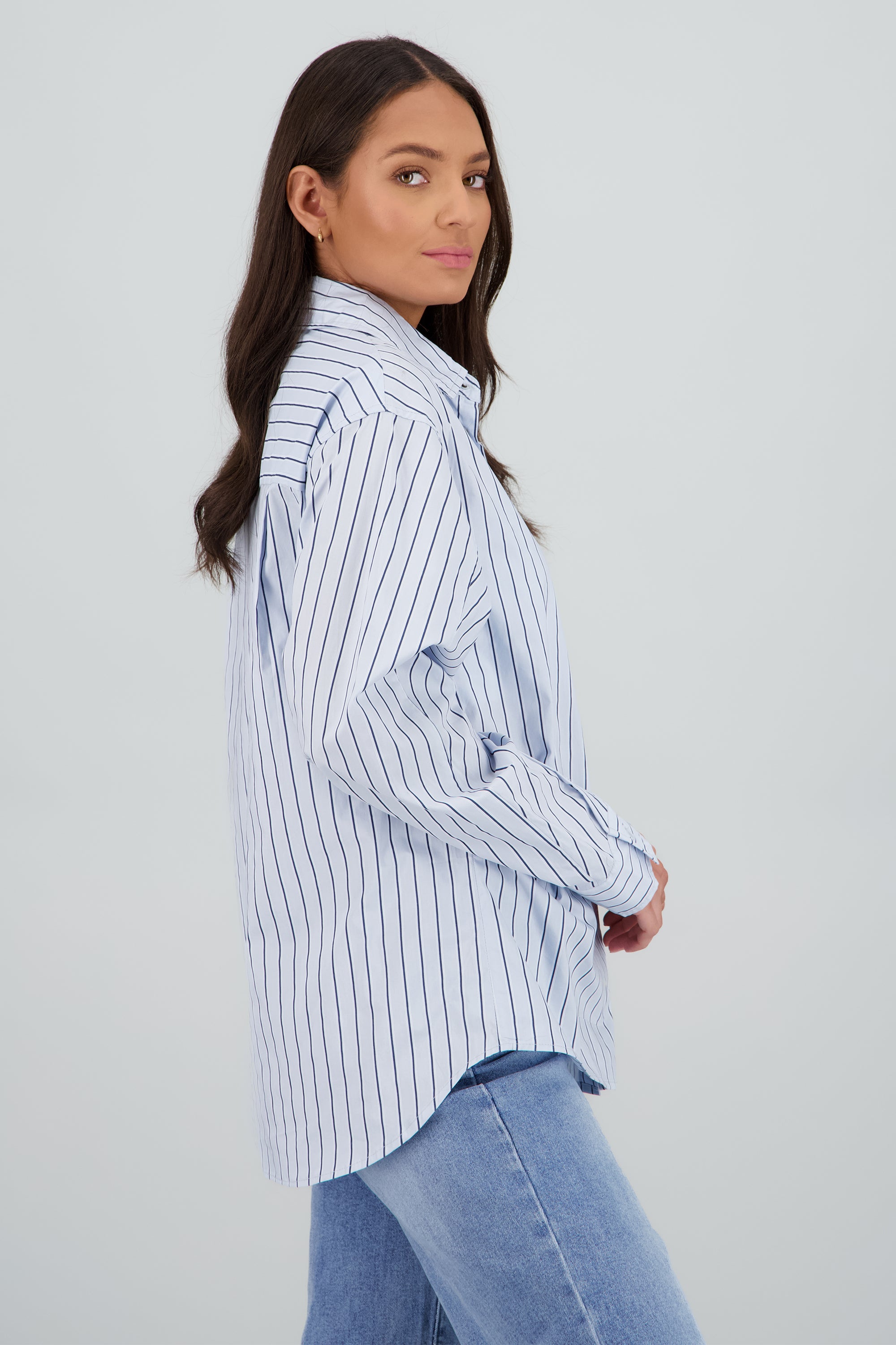 Camisa oversized rayas AZUL COMBO