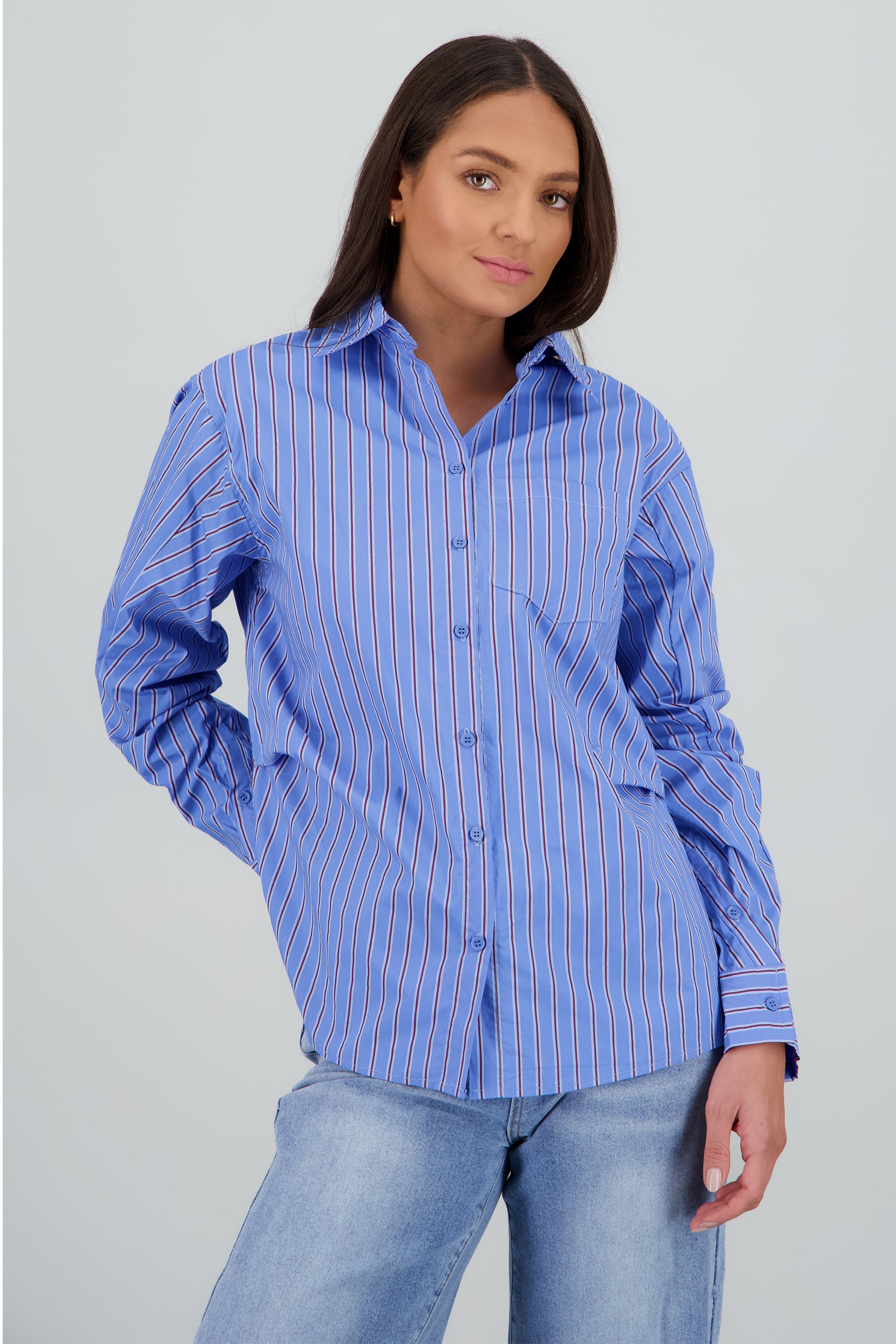 Camisa oversized rayas VINO COMBO