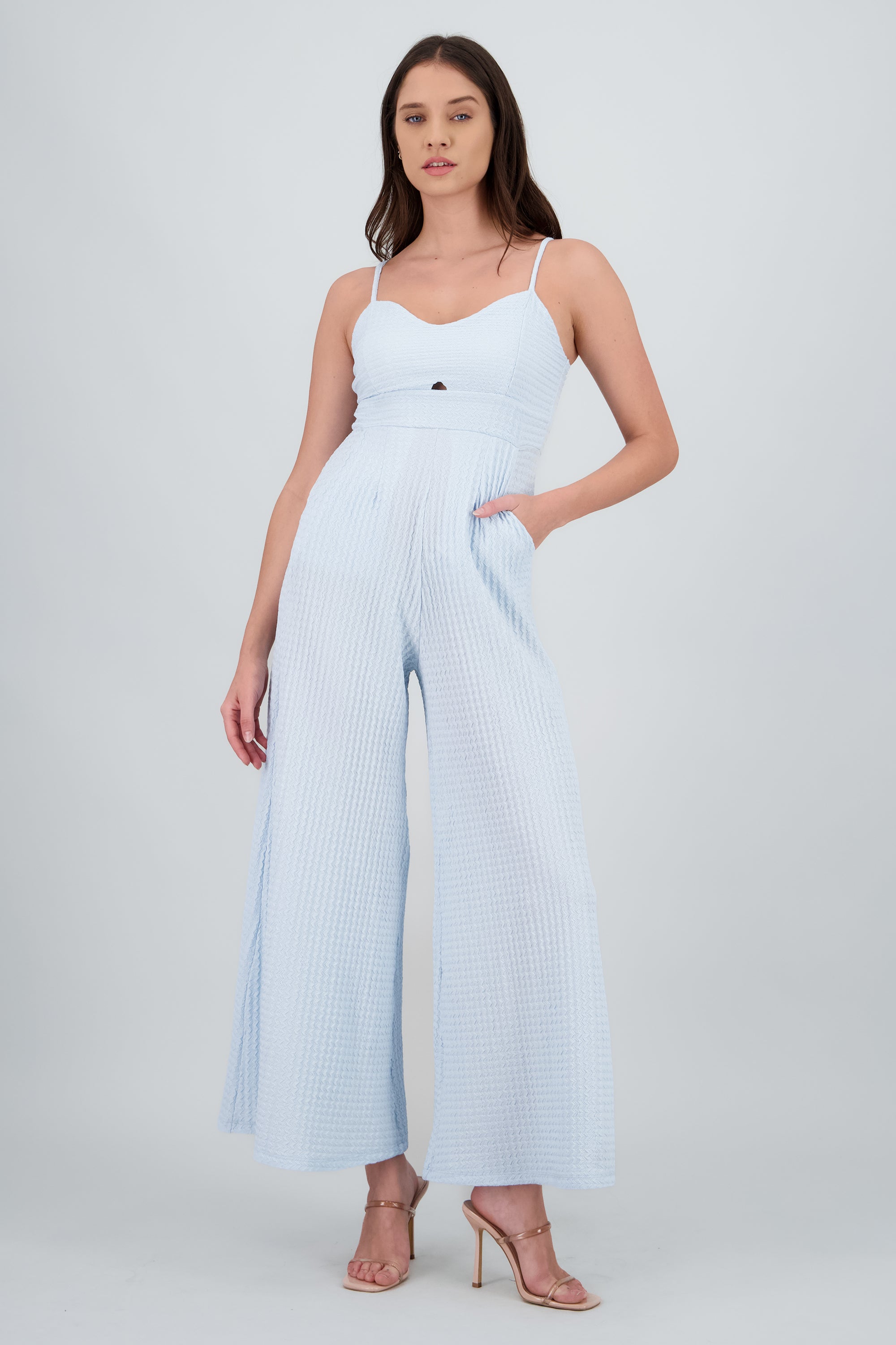 Jumpsuit tirantes detalle textura AZUL CIELO