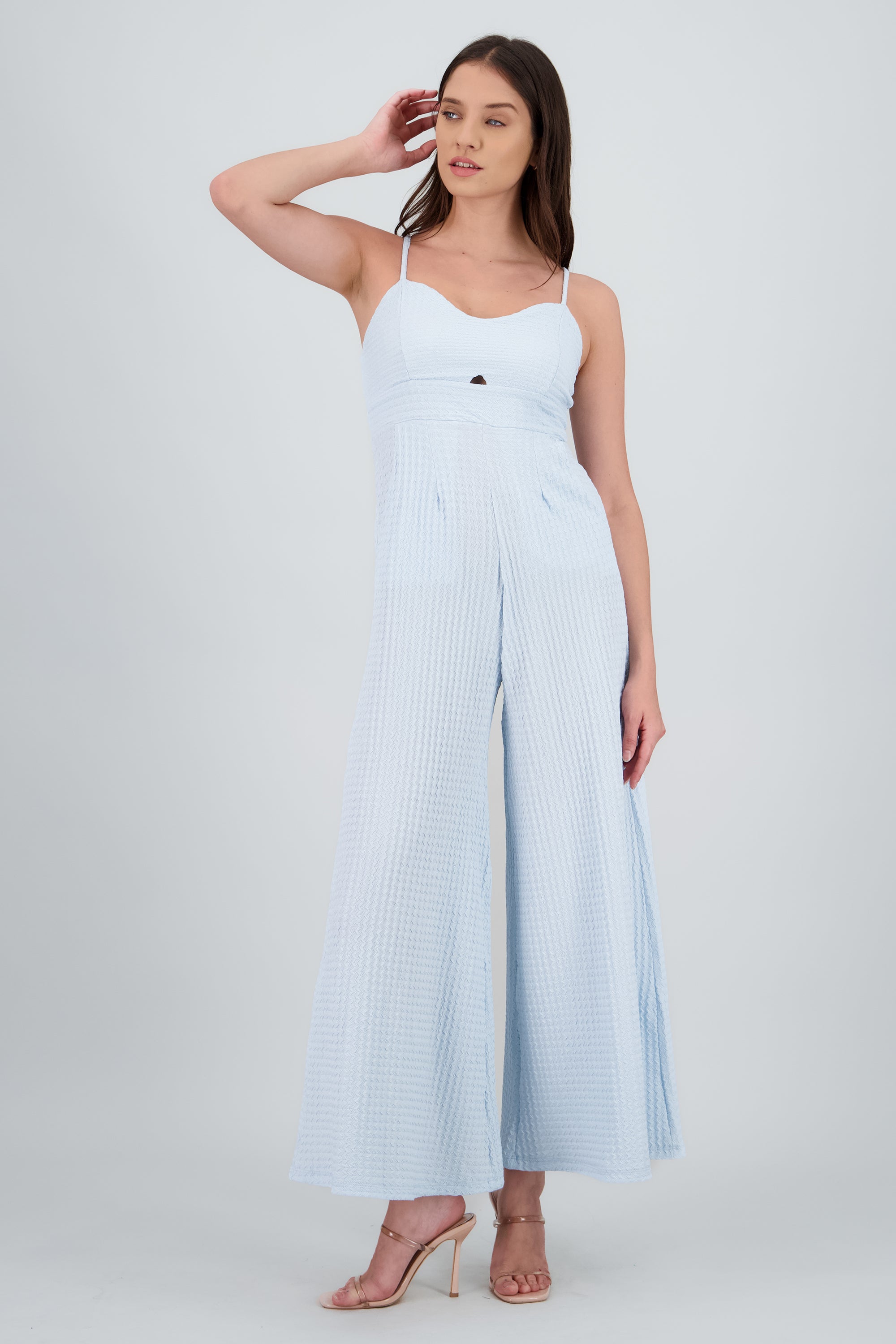 Jumpsuit tirantes detalle textura AZUL CIELO