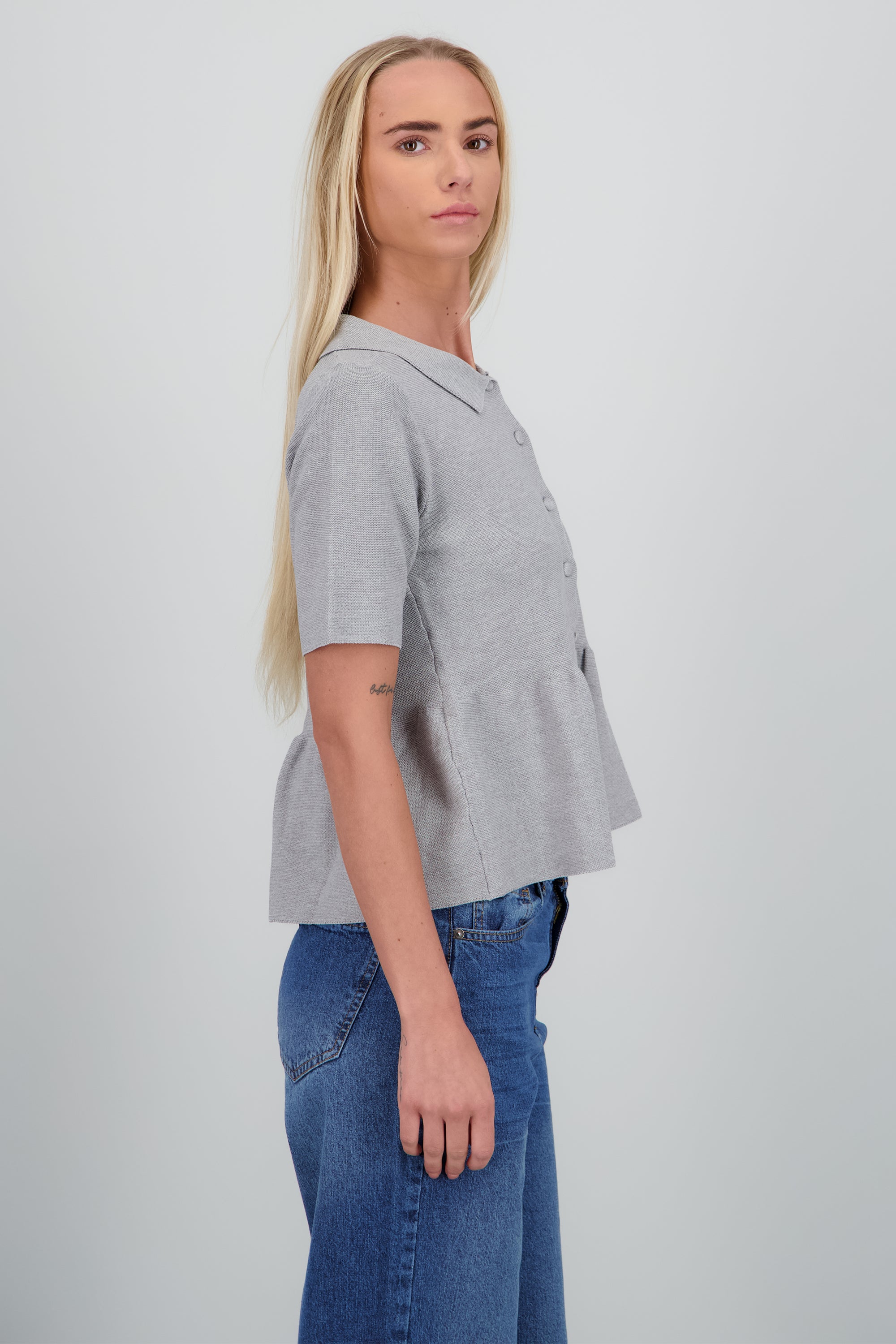 Blazer punto peplum GRIS JASPE