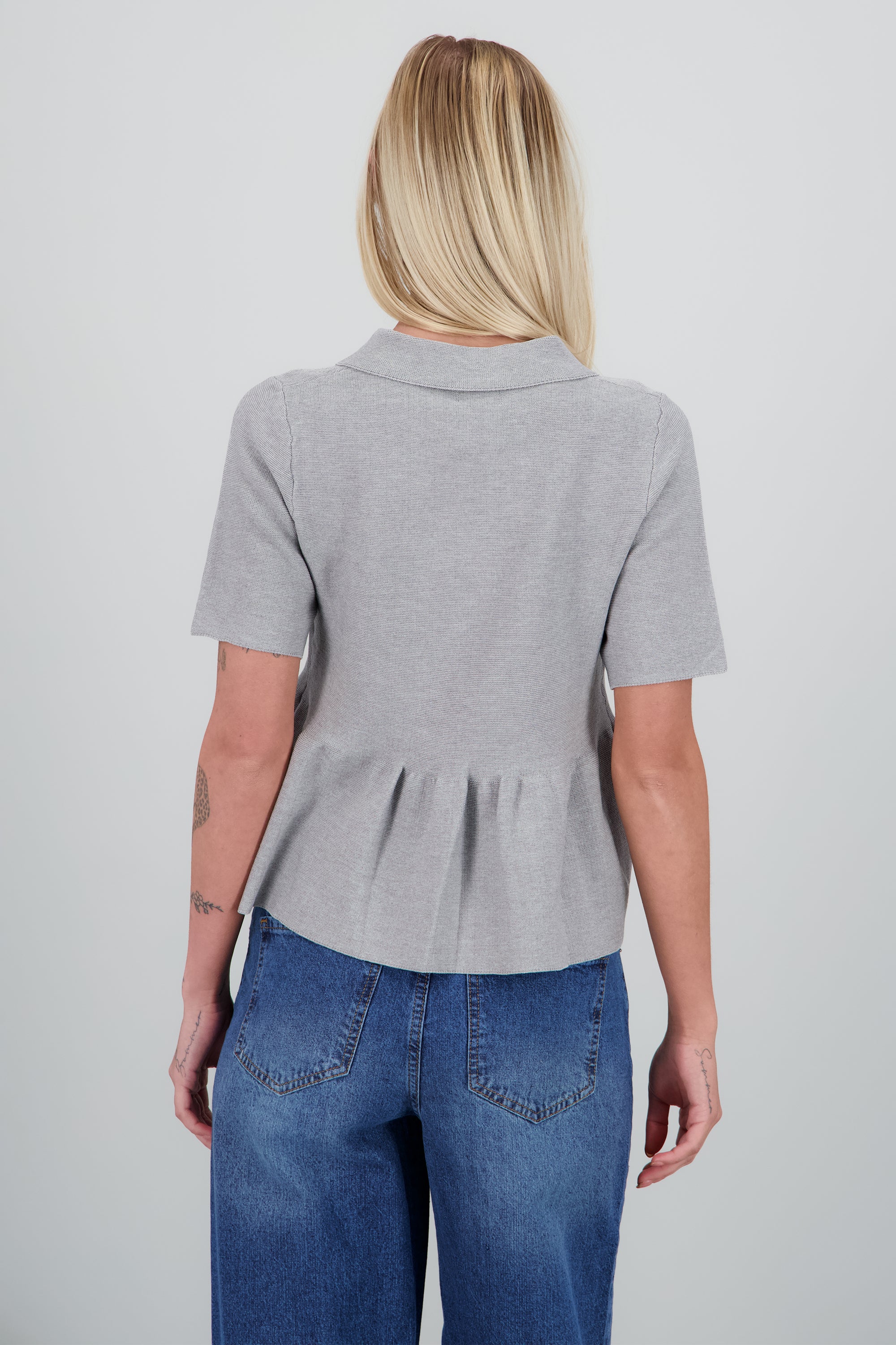 Blazer punto peplum GRIS JASPE