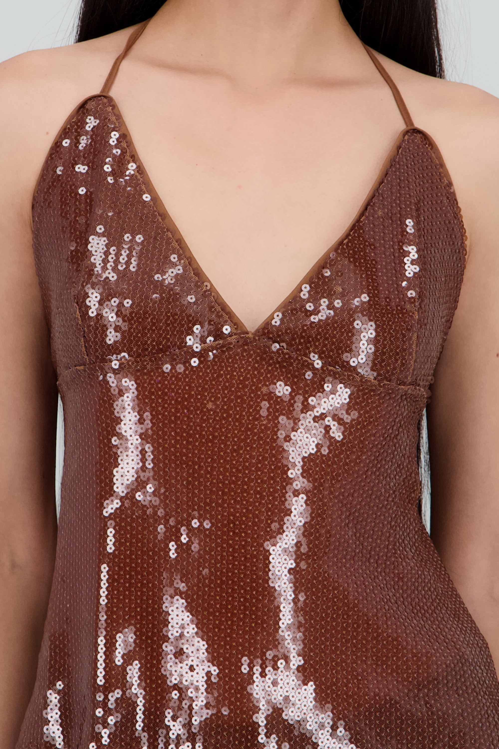 Top lentejuela liso CHOCOLATE