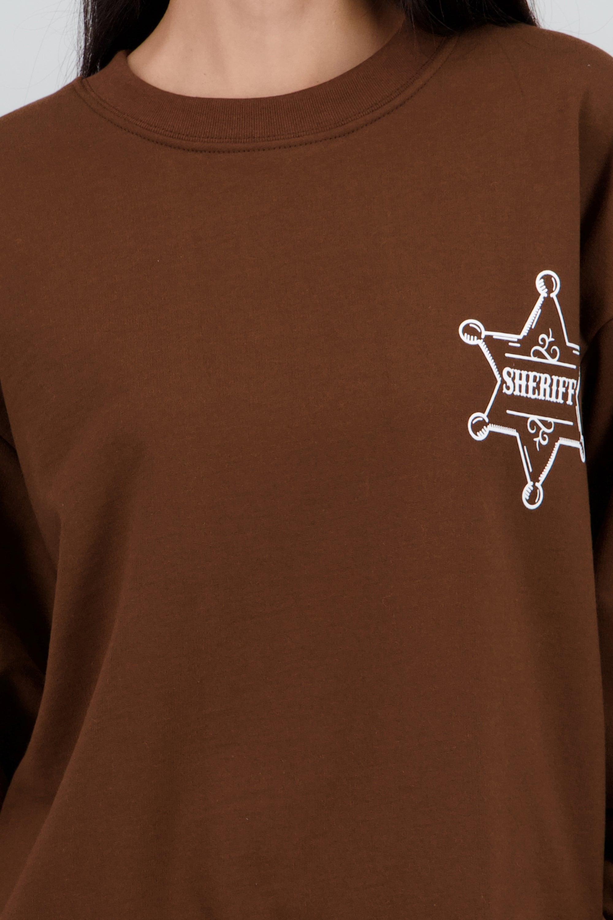 Sudadera contraste en espalda estampado caballos CAFE COMBO
