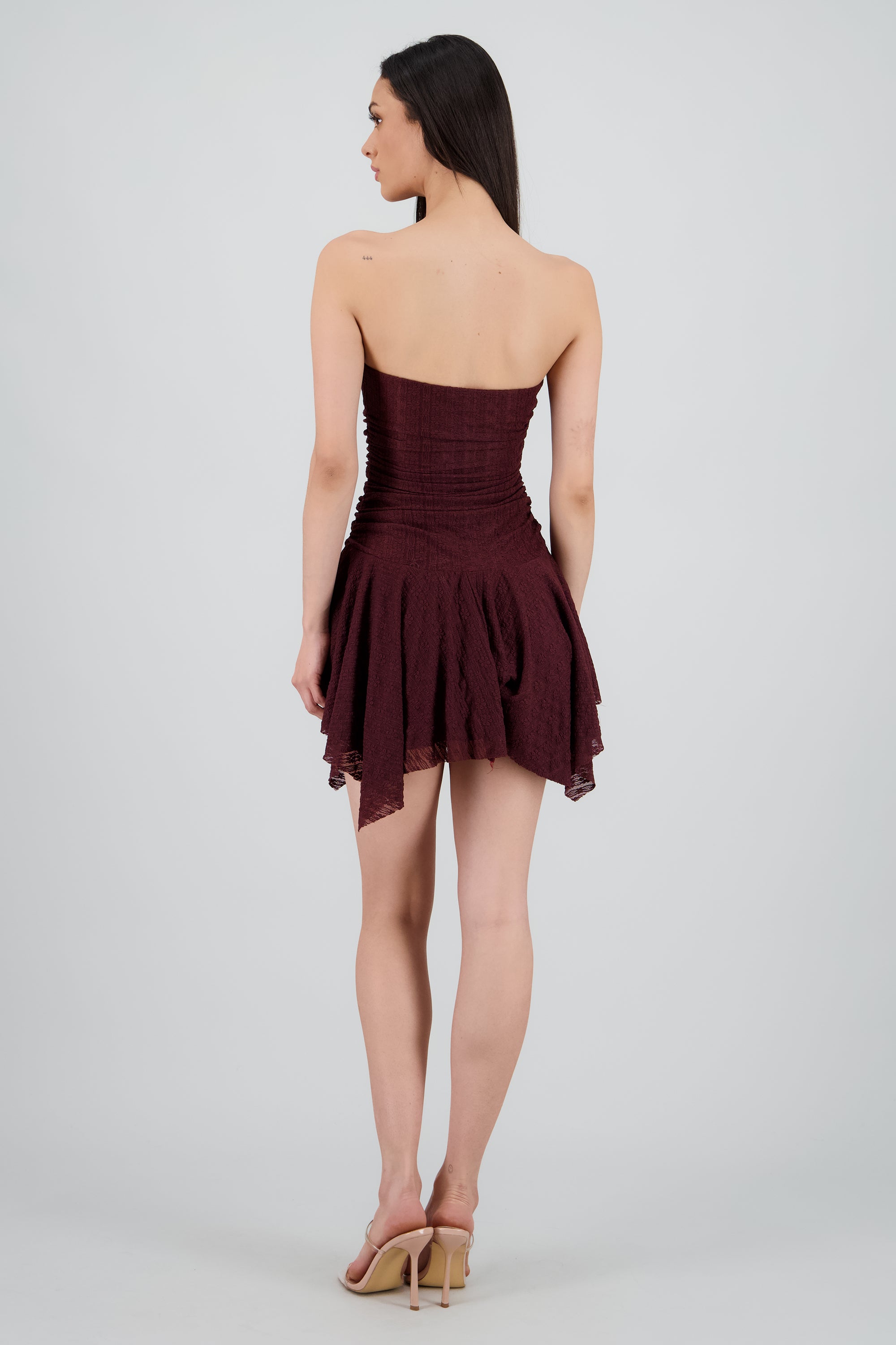 Vestido encaje drapedado CIRUELA