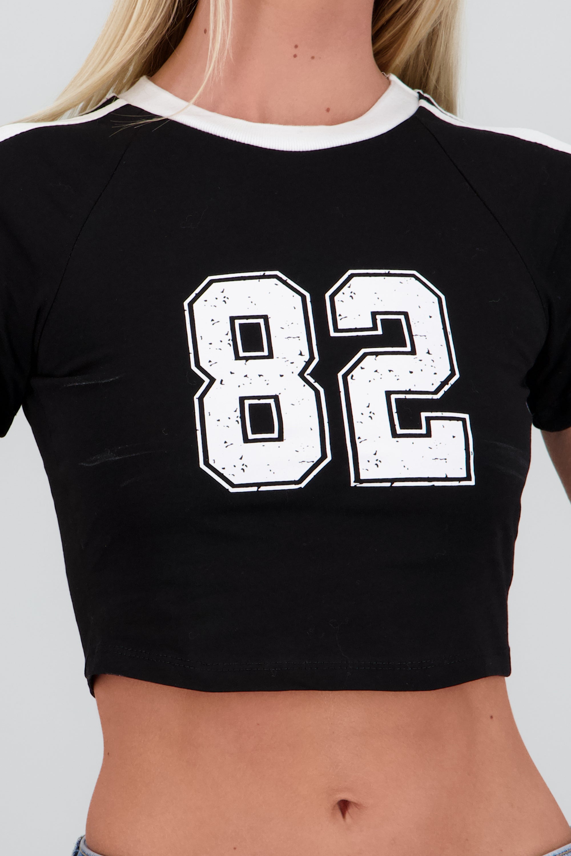 Top contraste liso NEGRO