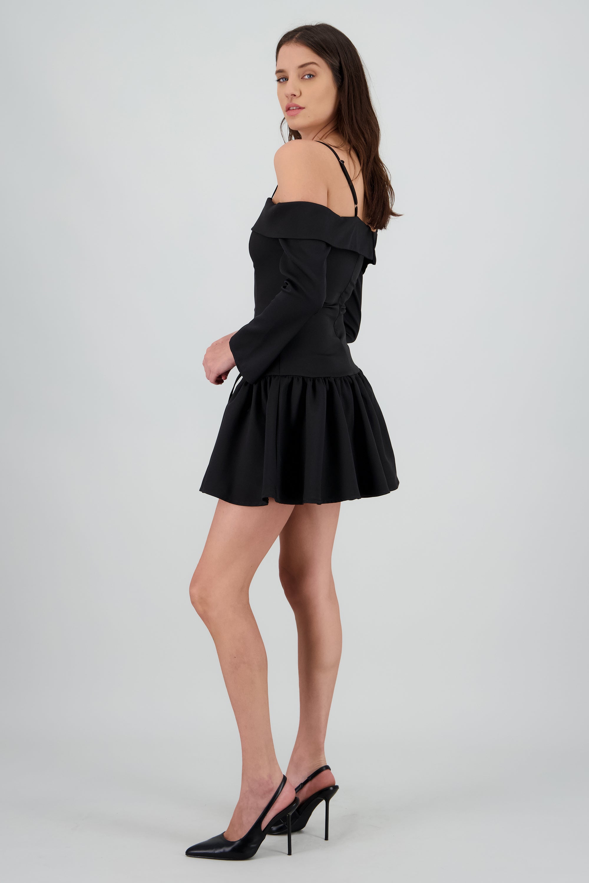 Vestido mini tirantes detalle moños NEGRO