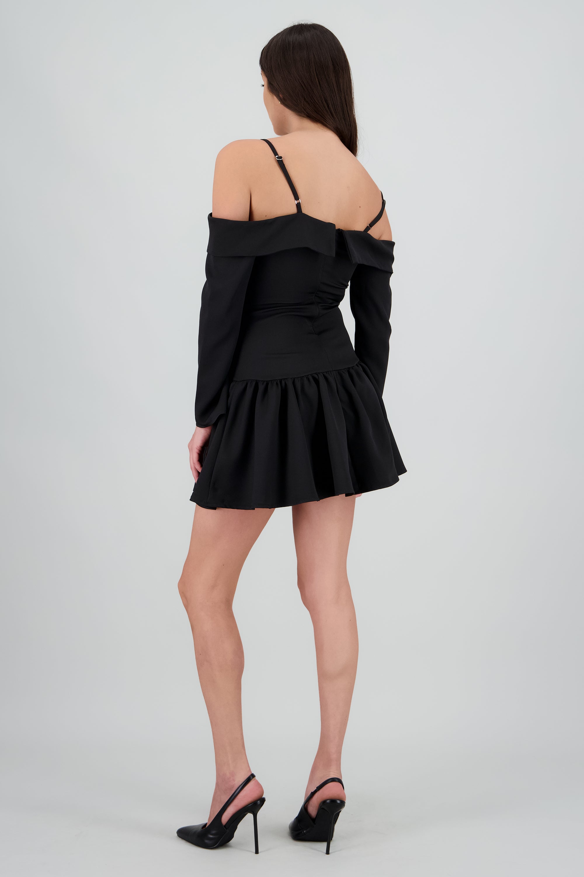 Vestido mini tirantes detalle moños NEGRO