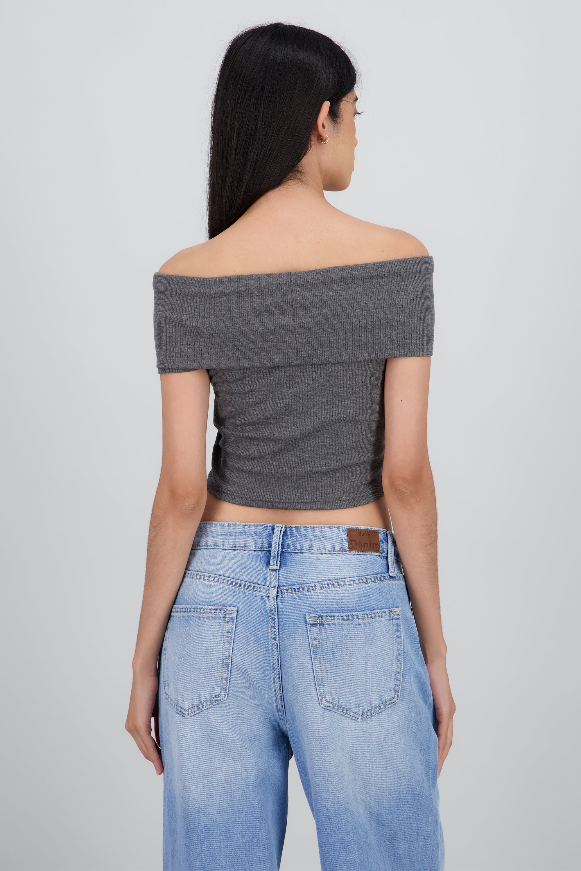 Top off shoulder rib GRIS OBSCURO