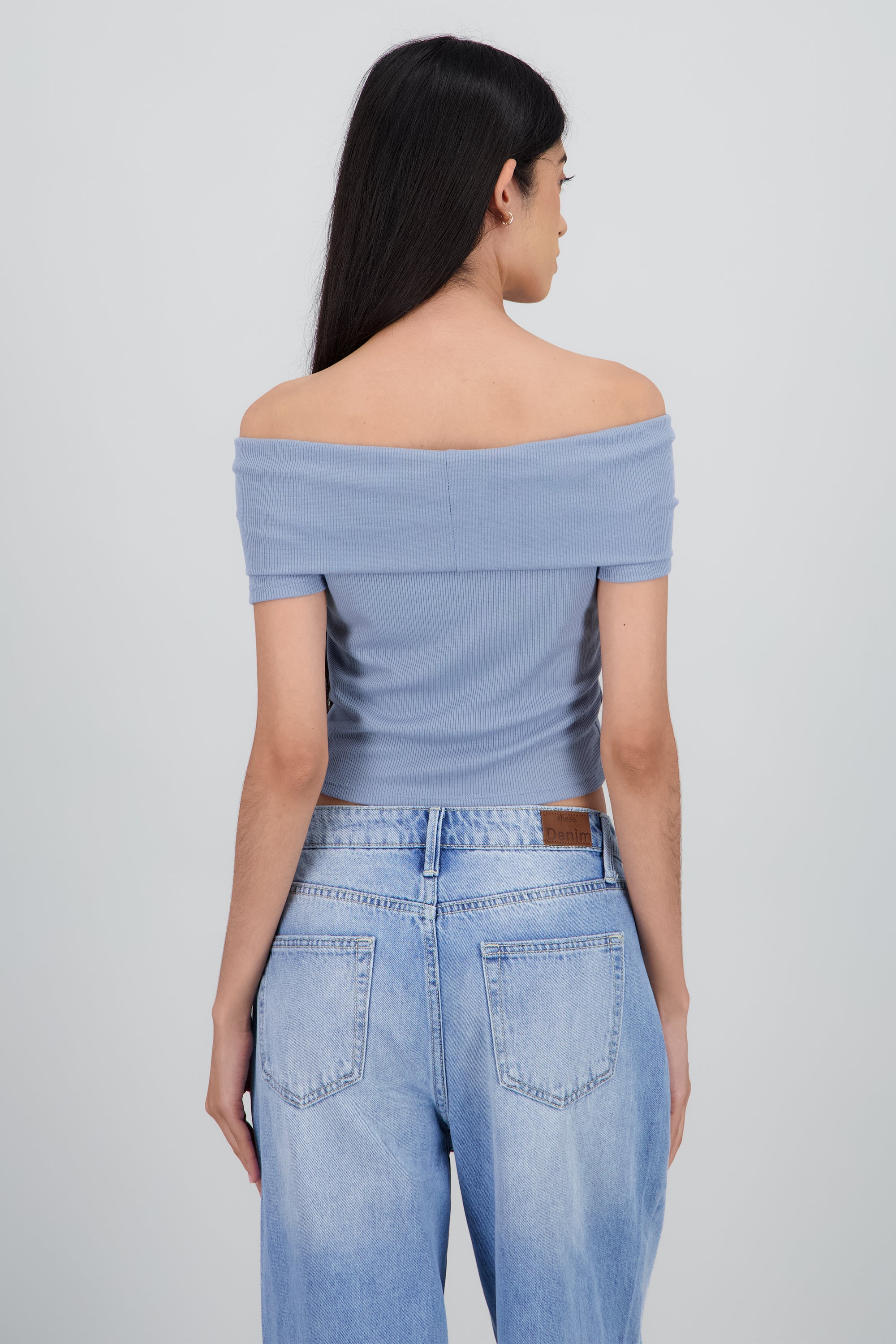 Top off shoulder rib INDIGO