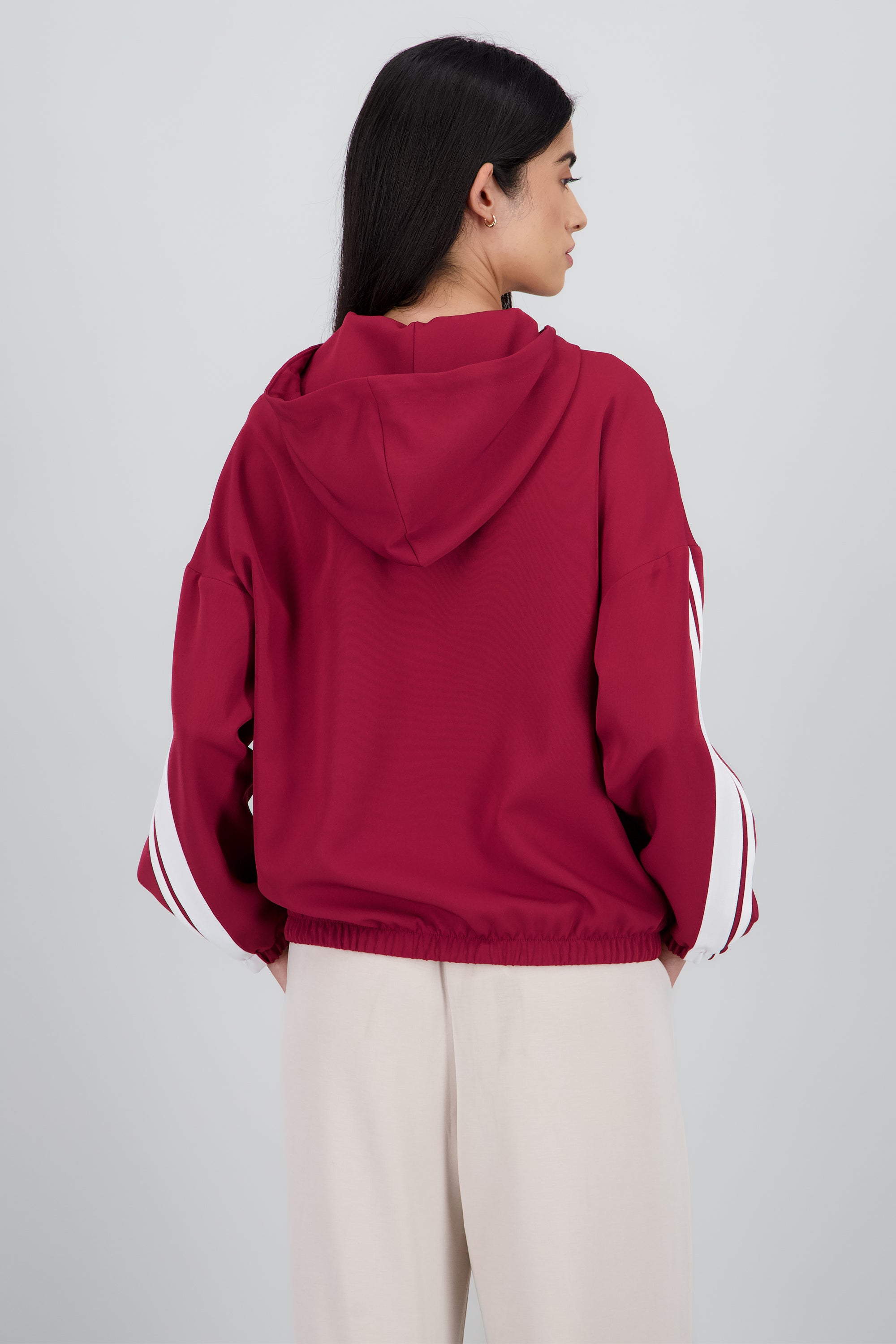 Sudadera detalle tiras contraste VINO
