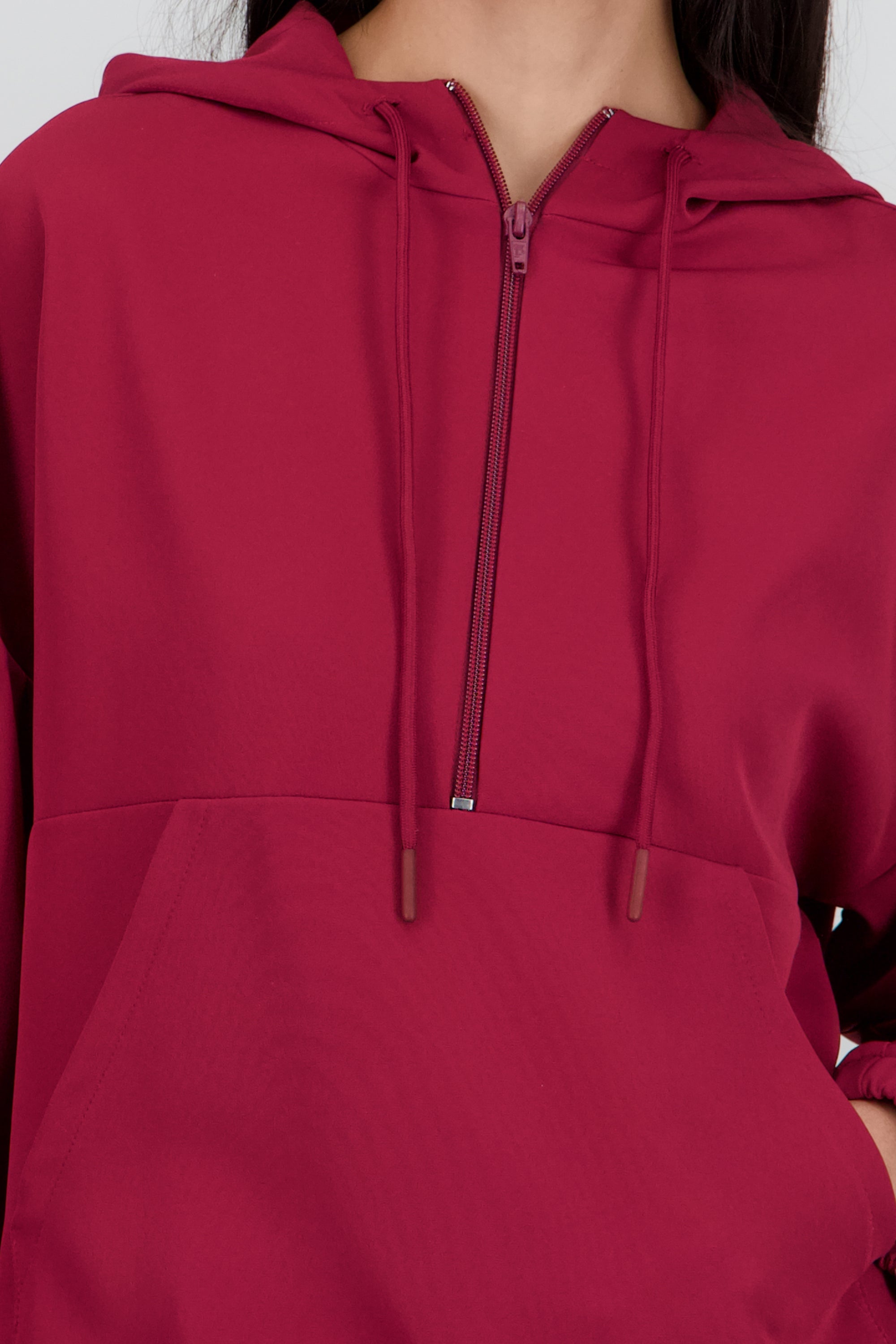 Sudadera detalle tiras contraste VINO