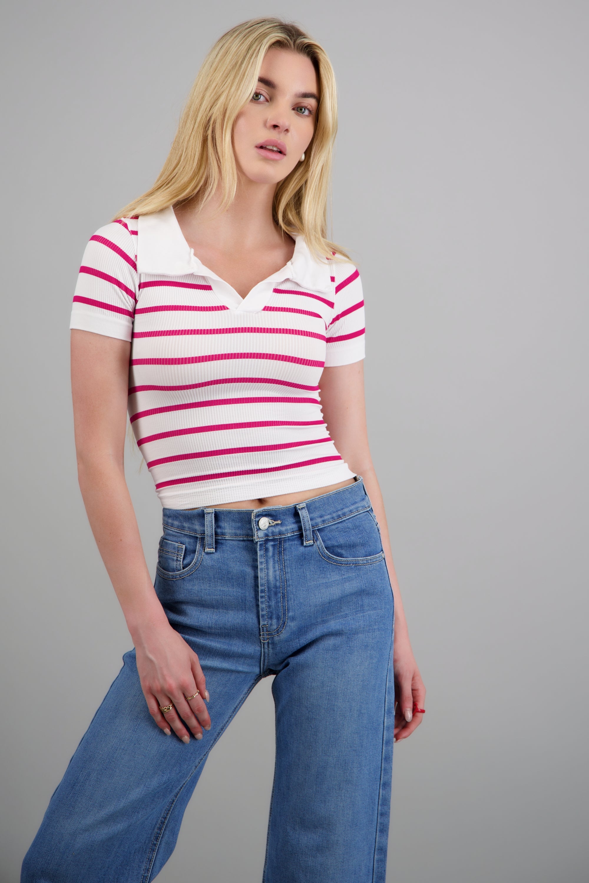 Top seamless rayas cuello polo FIUSHA