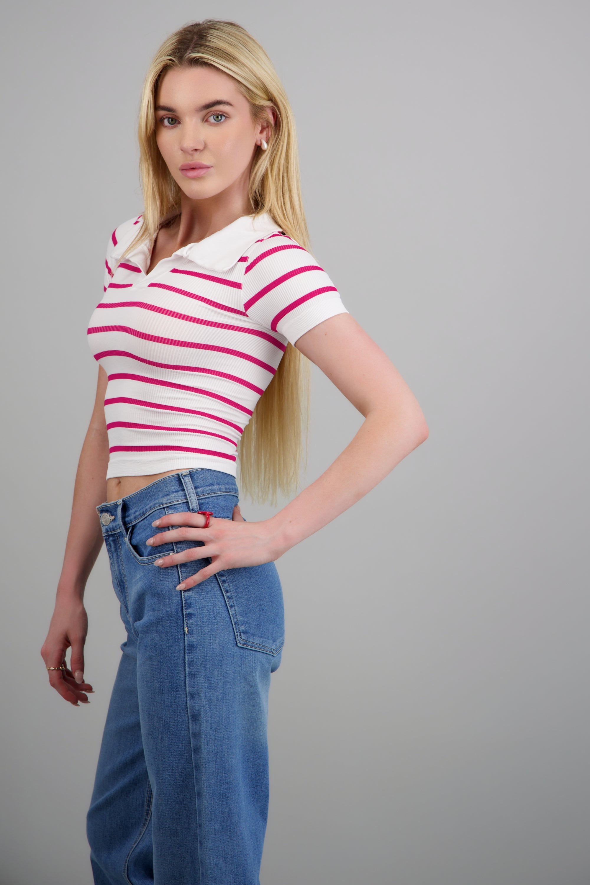 Top seamless rayas cuello polo FIUSHA