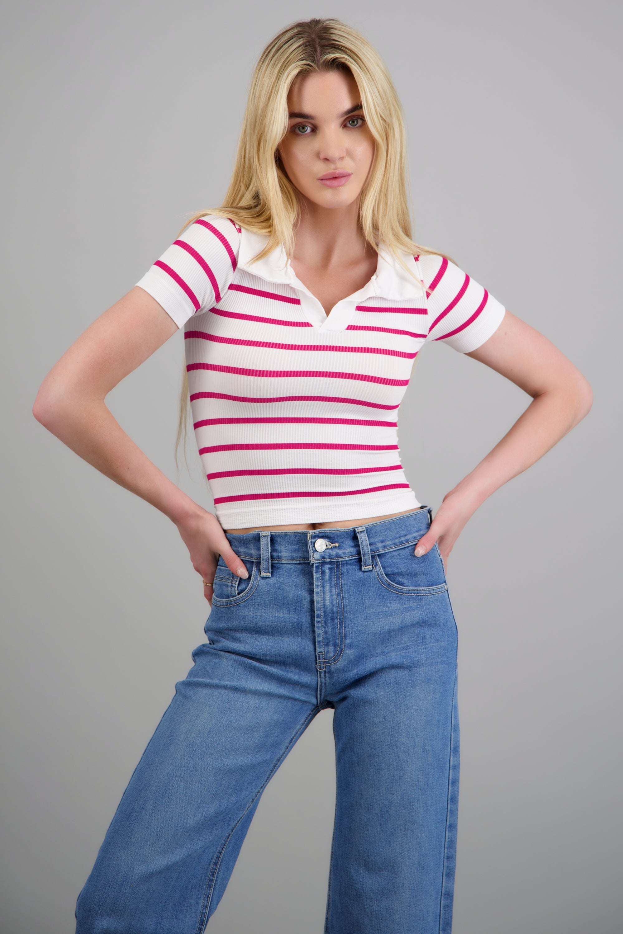Top seamless rayas cuello polo FIUSHA