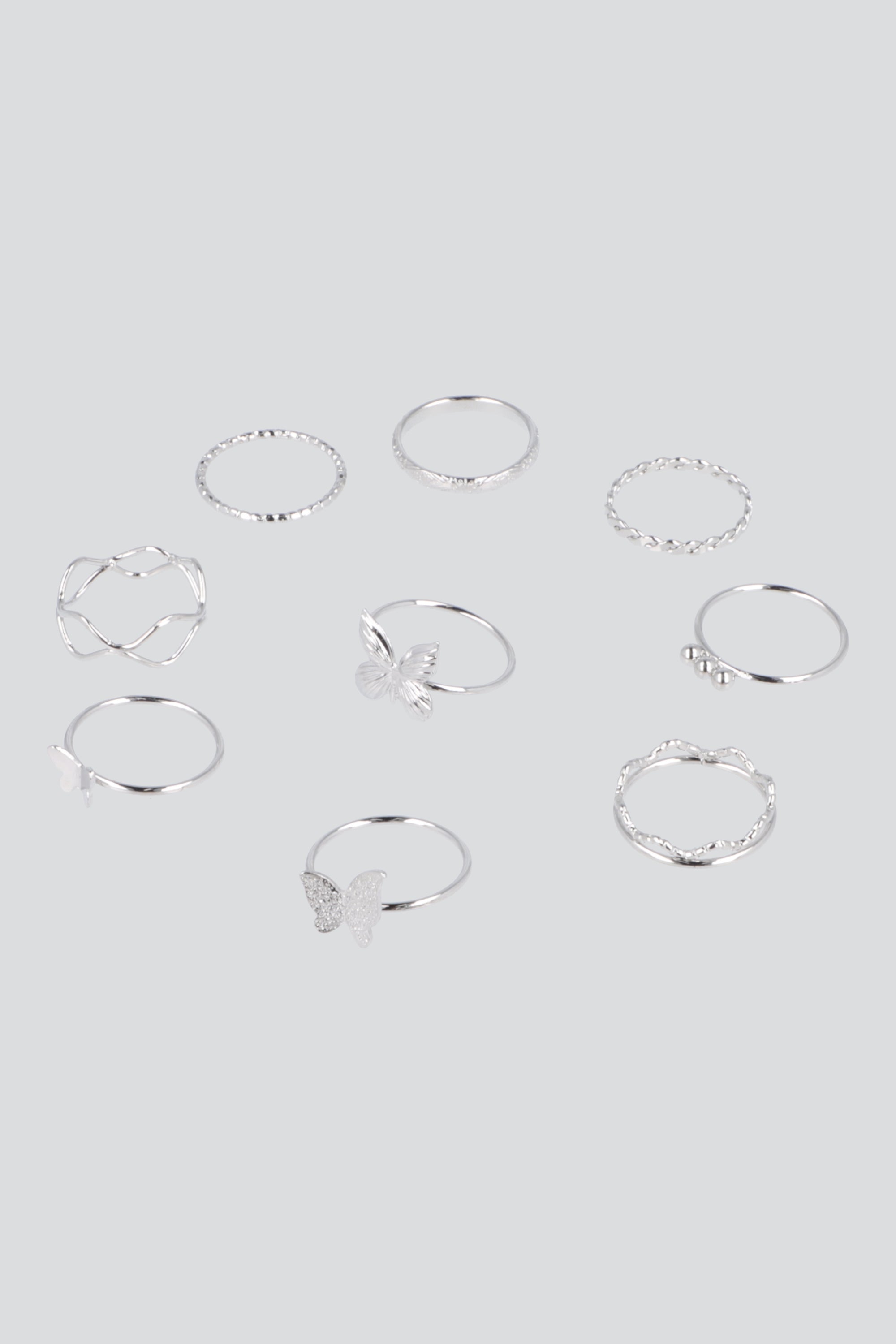 9 P ANILLOS MARIPOSA PLATA