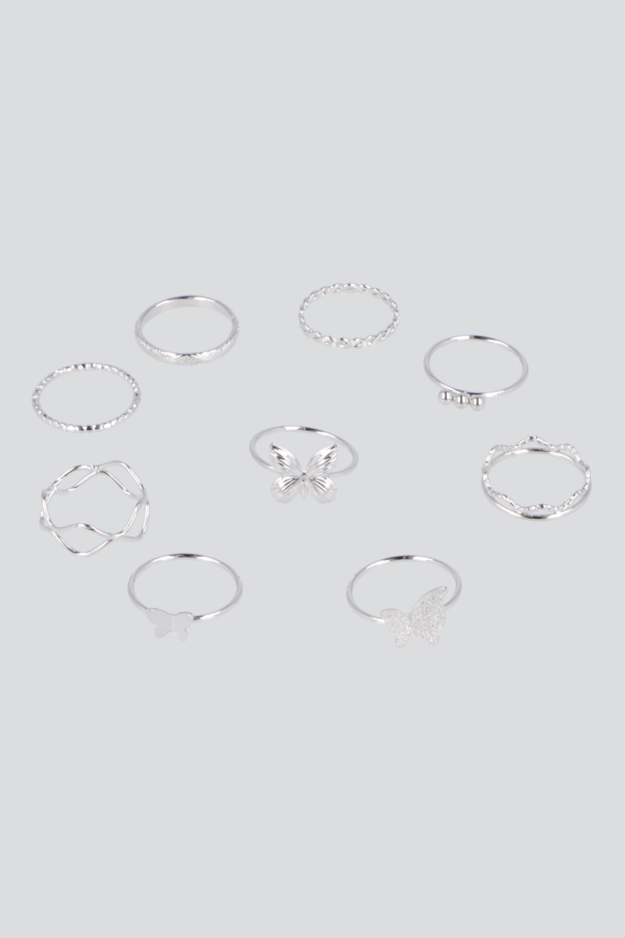 9 P ANILLOS MARIPOSA PLATA