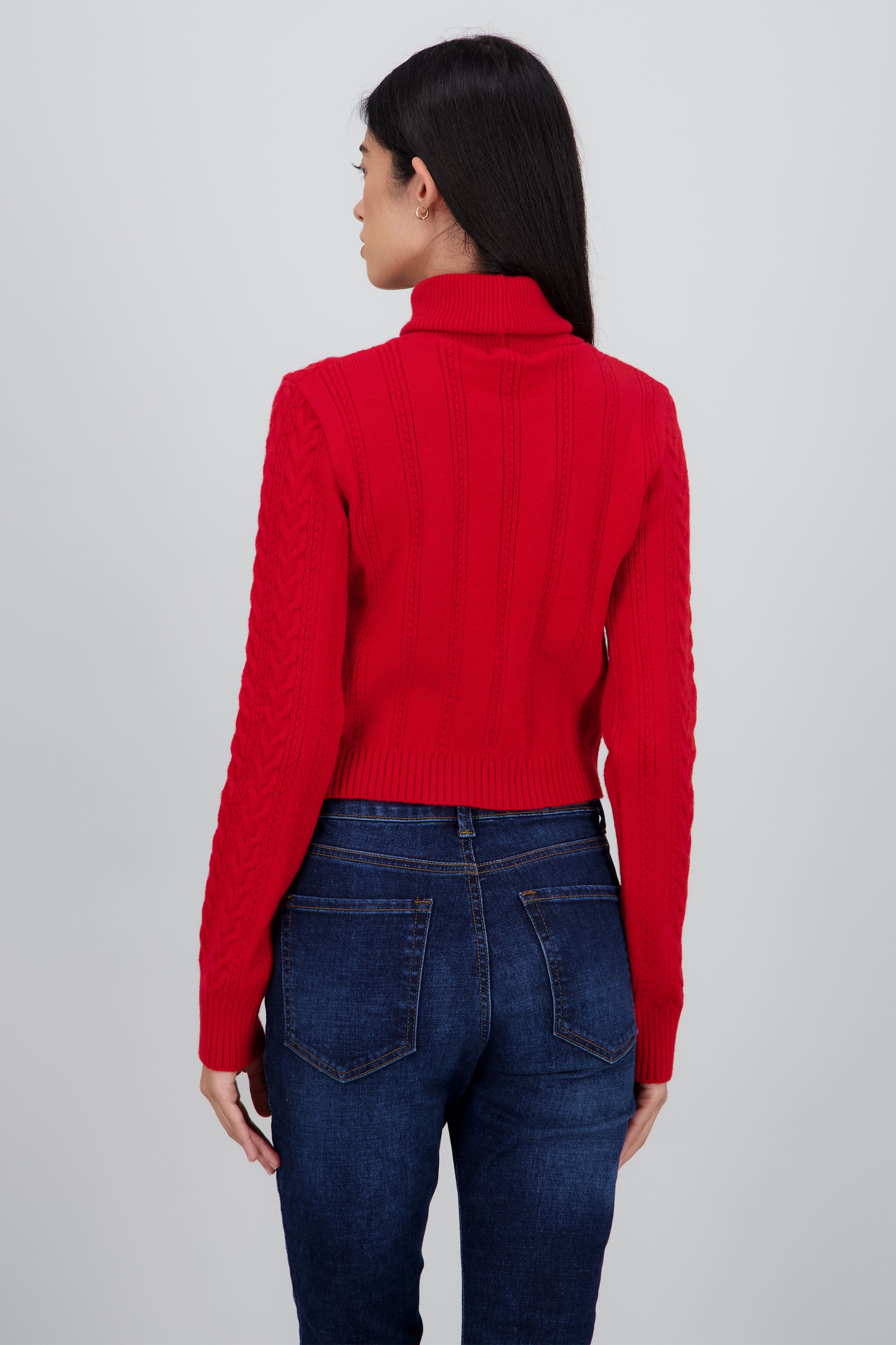 Sueter trenzado de cuello alto ROJO