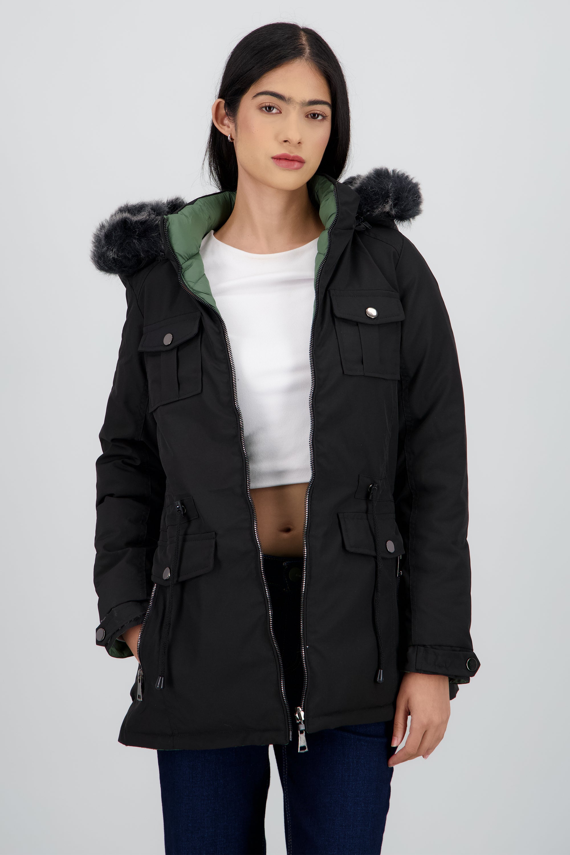 Chamarra reversible NEGRO