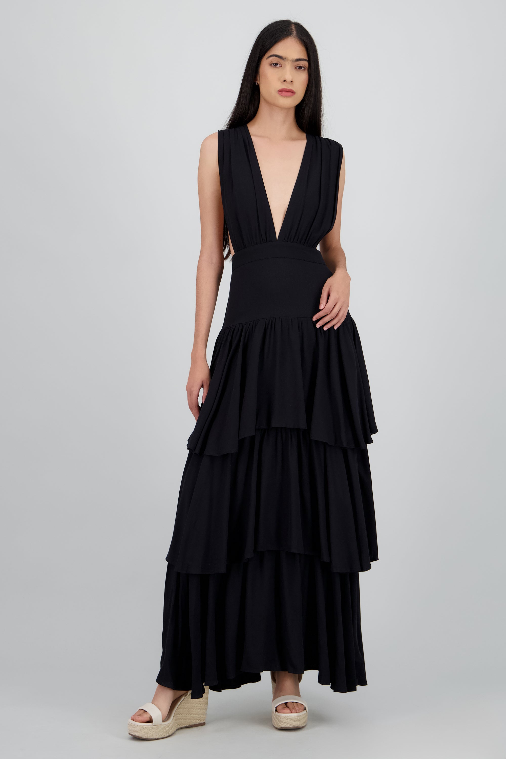 Vestido maxi olanes NEGRO