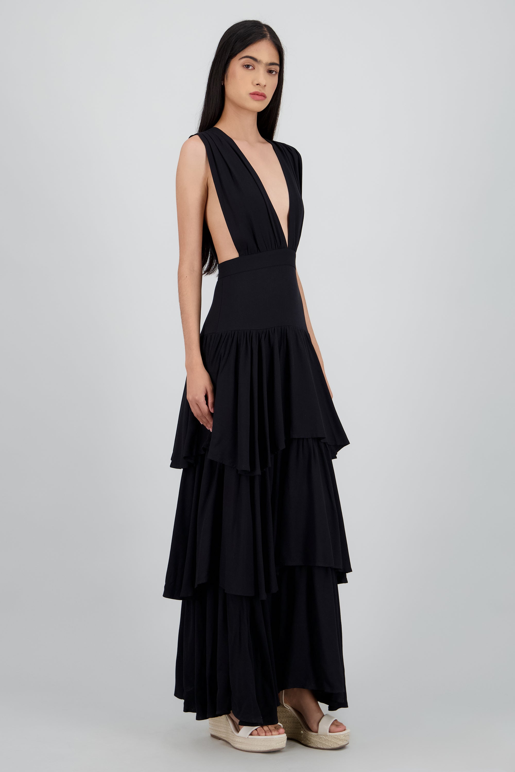 Vestido maxi olanes NEGRO
