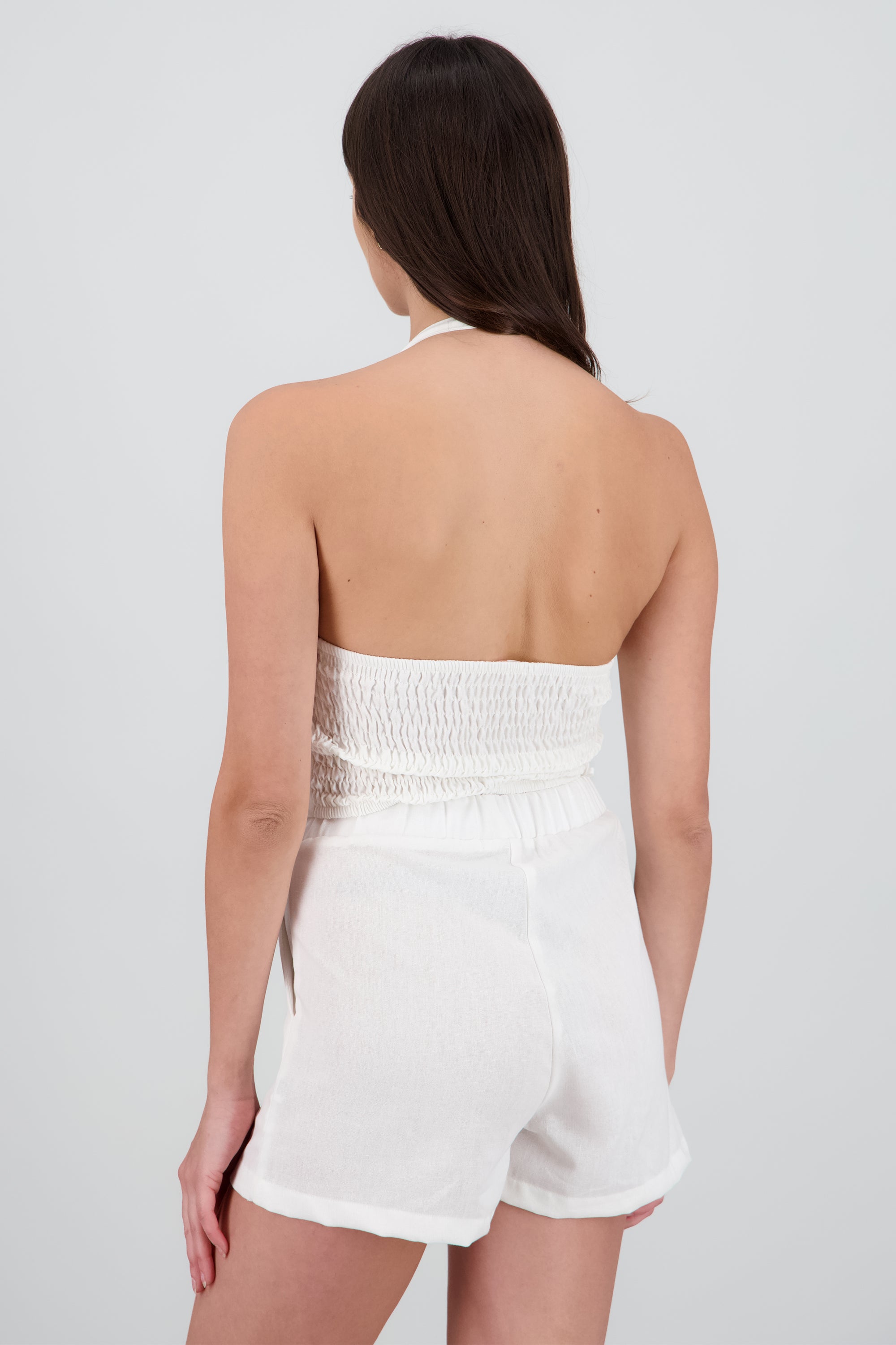 Top halter escote cascada HUESO