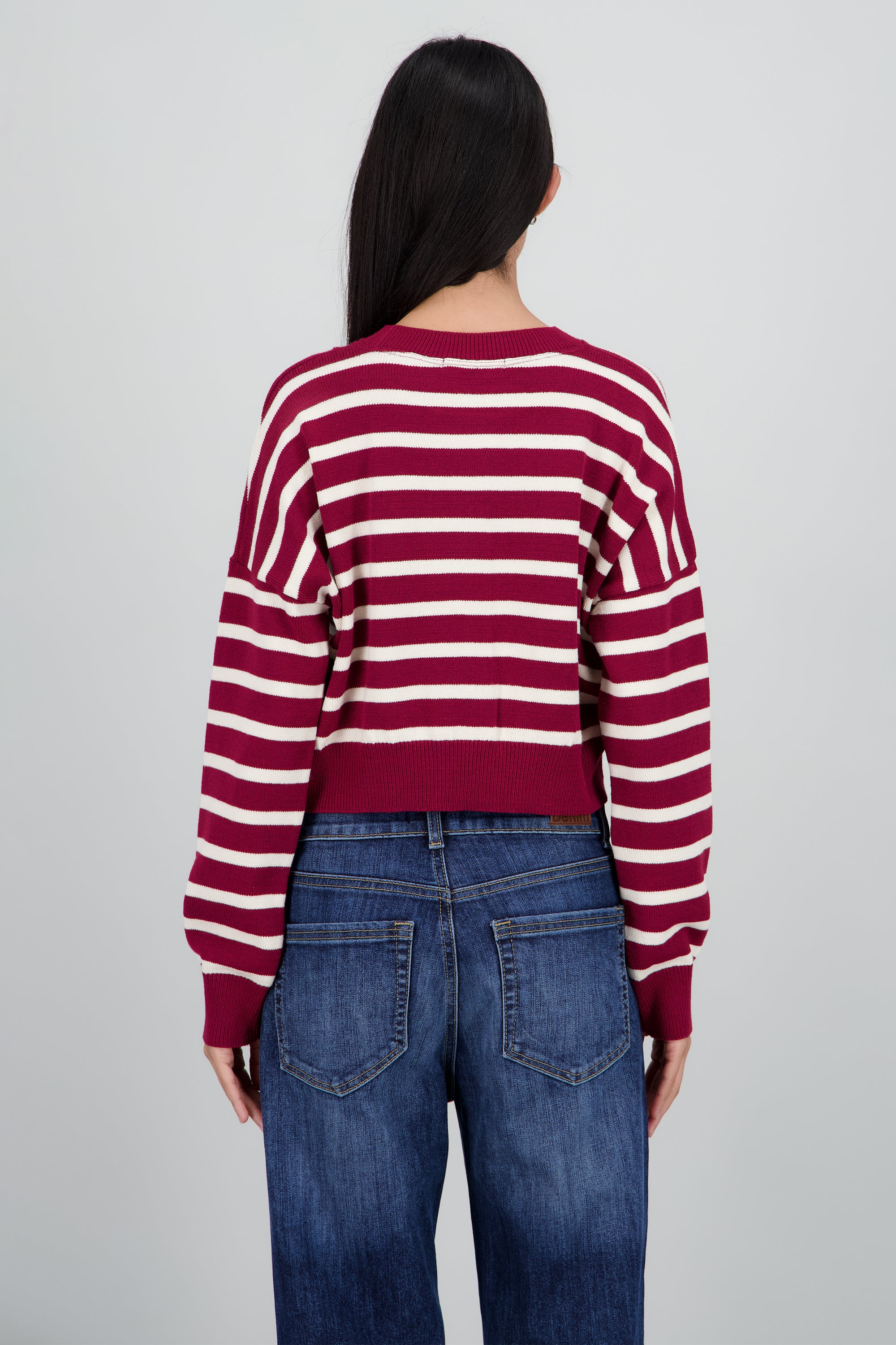 Sueter tejido con lineas VINO COMBO