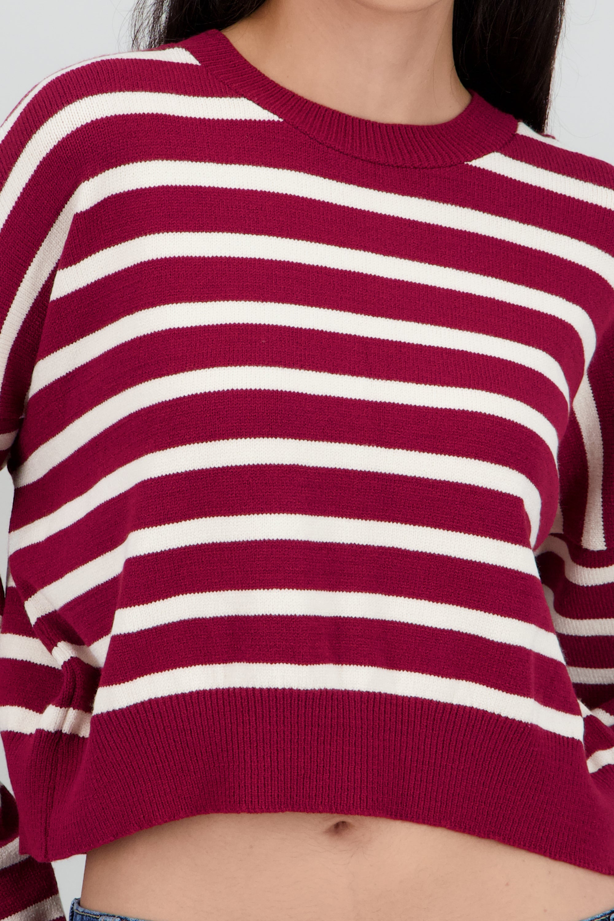 Sueter tejido con lineas VINO COMBO