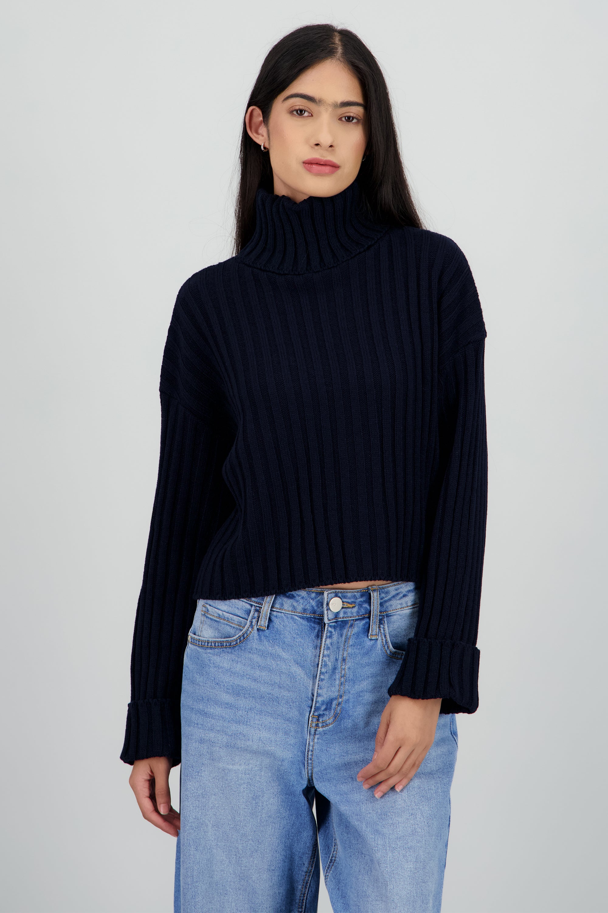 Sueter tejido cuello alto MARINO