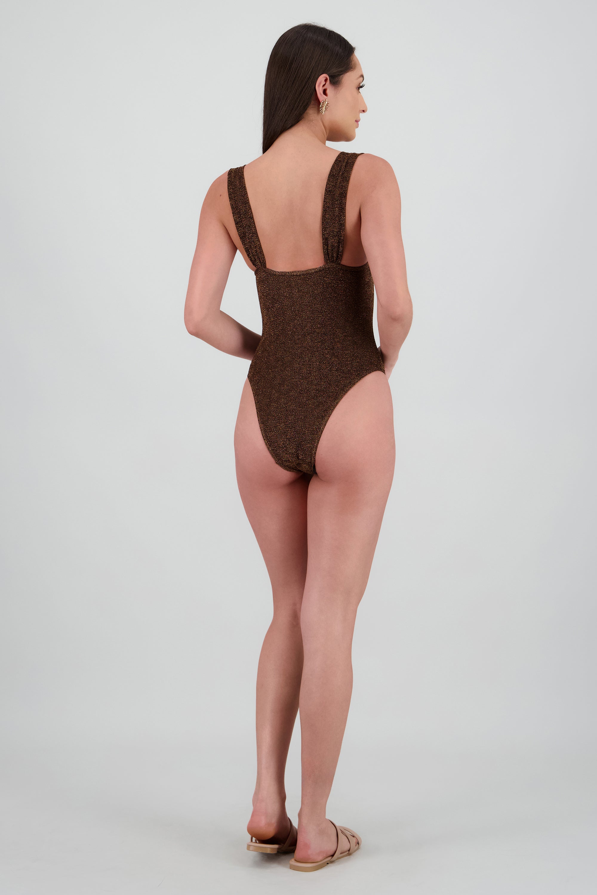 Traje textura brillos CHOCOLATE
