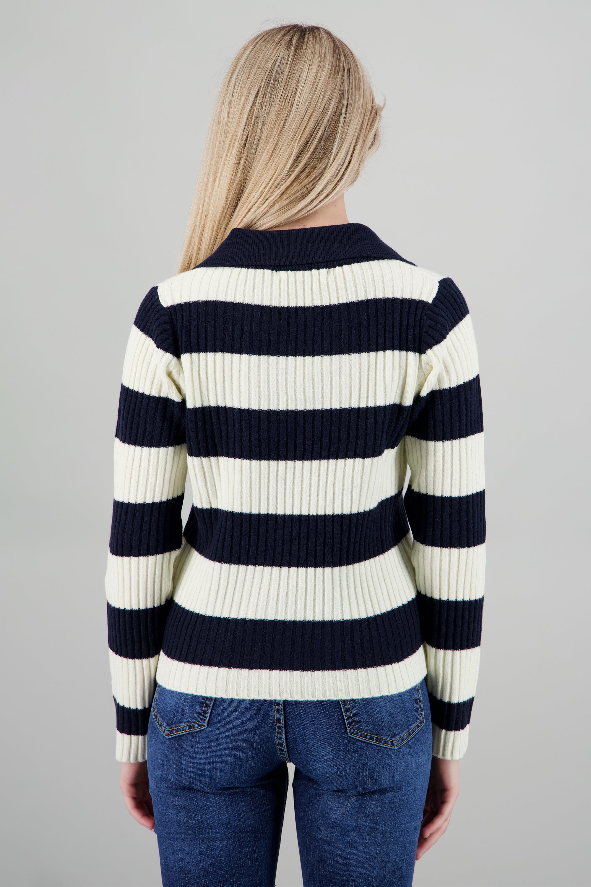 Sueter cuello polo a rayas grueso MARINO COMBO