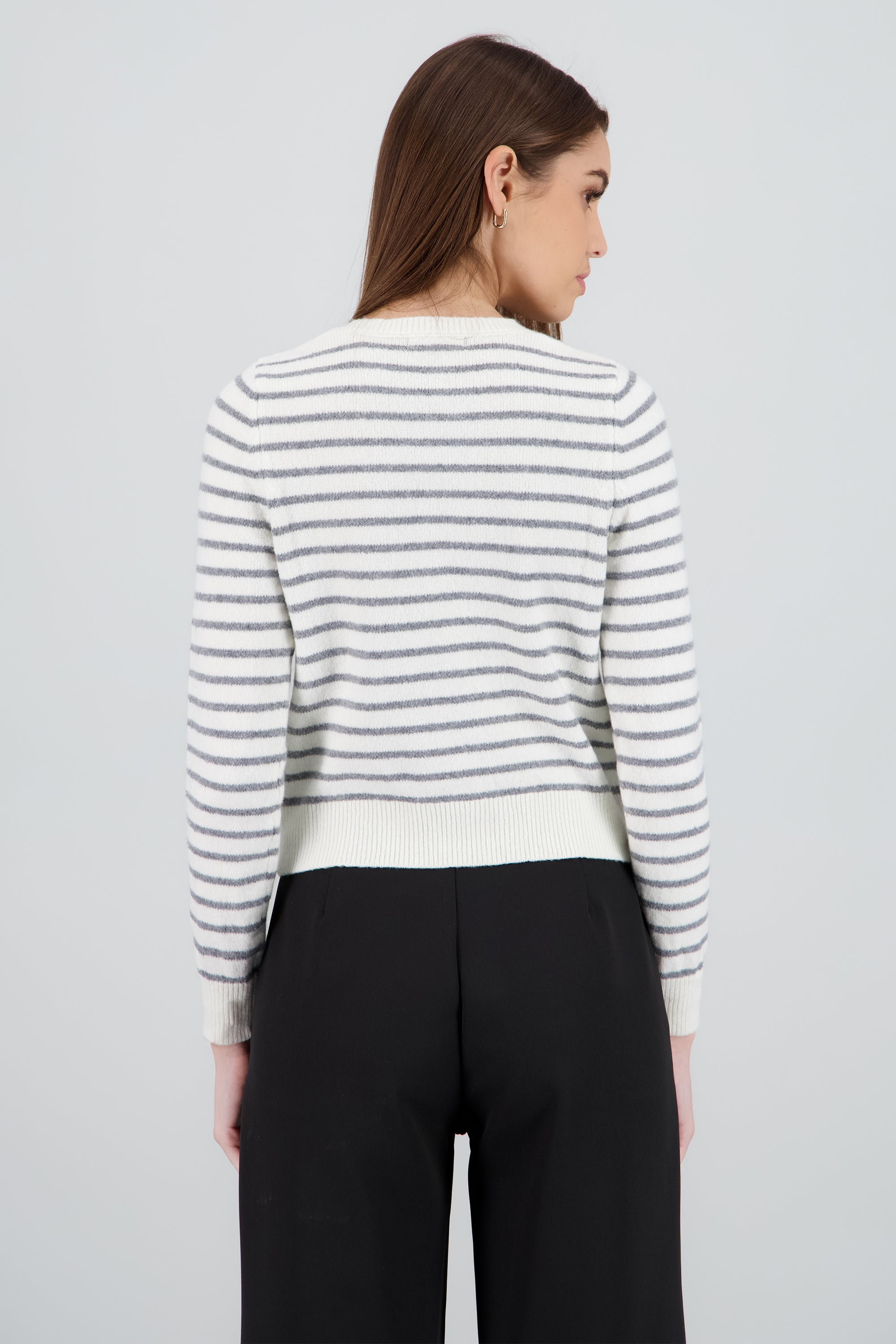 Cardigan detalle rayas BLANCO COMBO