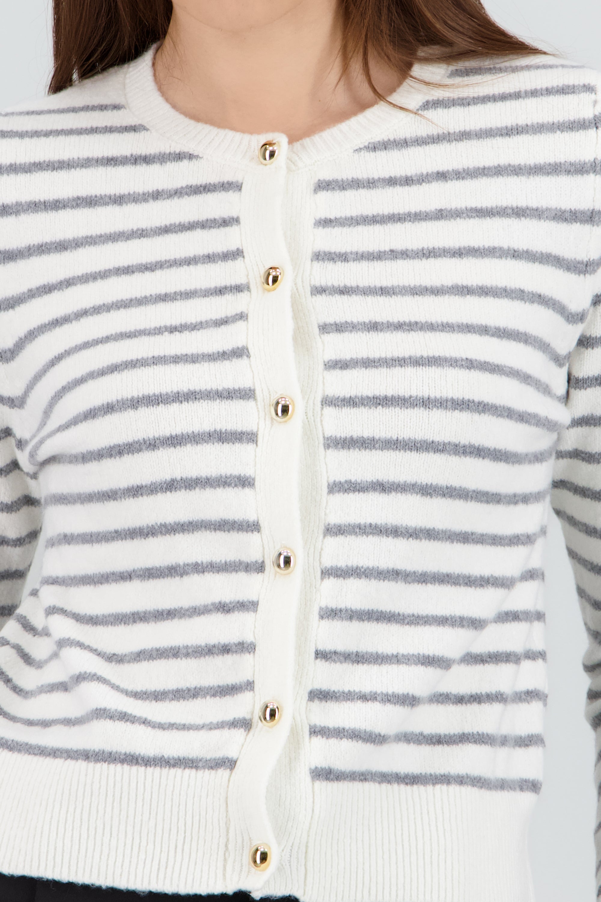 Cardigan detalle rayas BLANCO COMBO