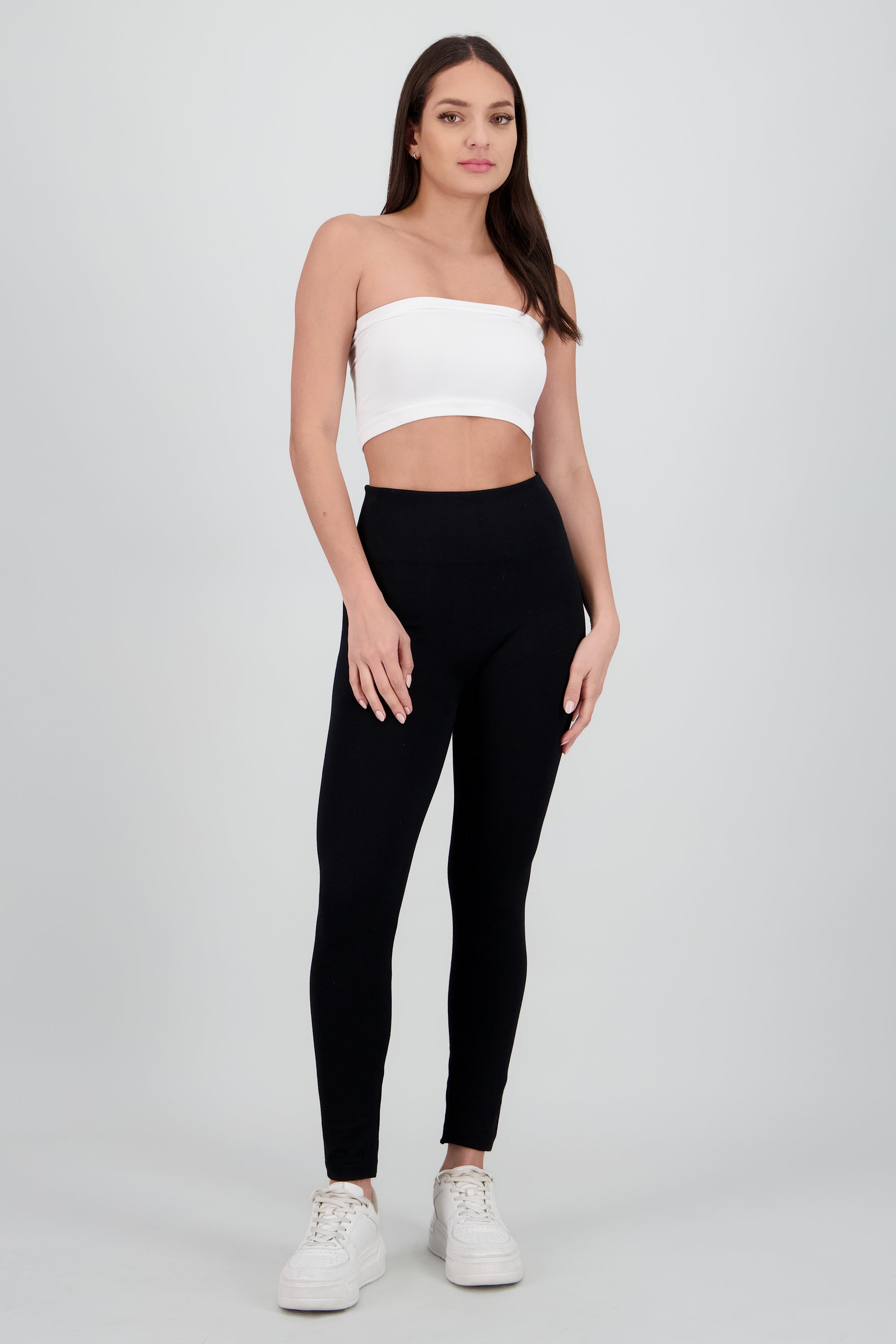 Leggings lisos pretina ancha NEGRO