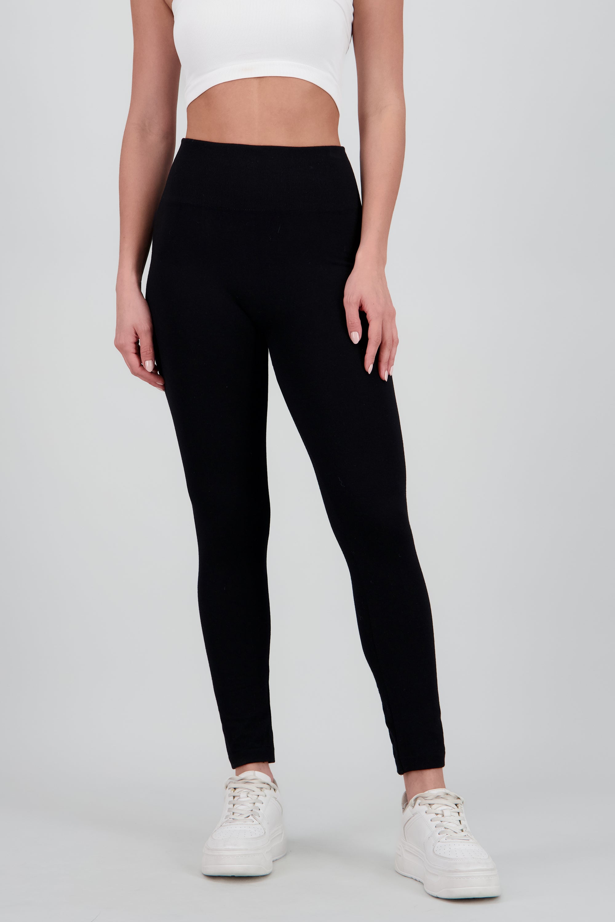 Leggings lisos pretina ancha NEGRO