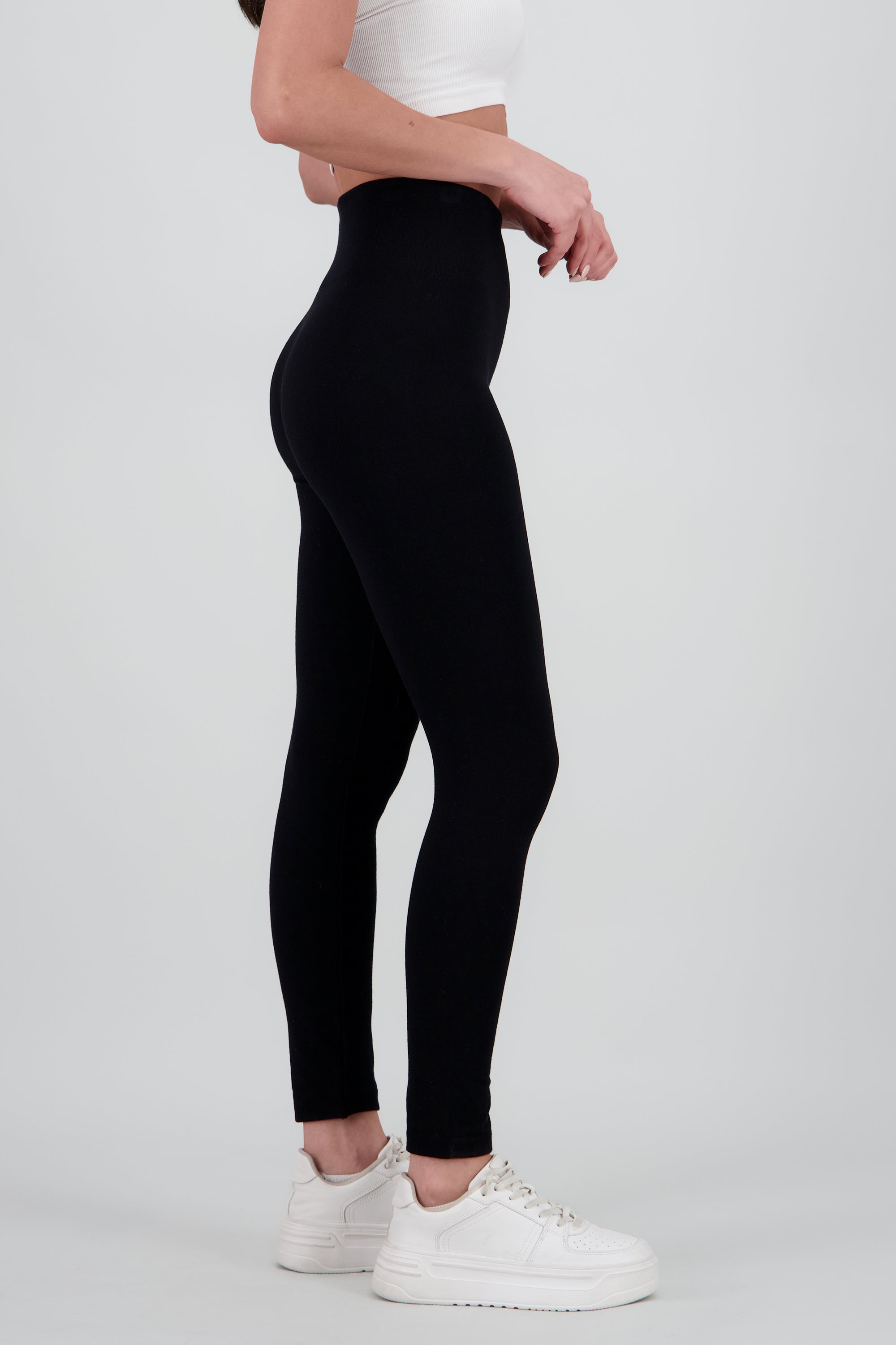 Leggings lisos pretina ancha NEGRO