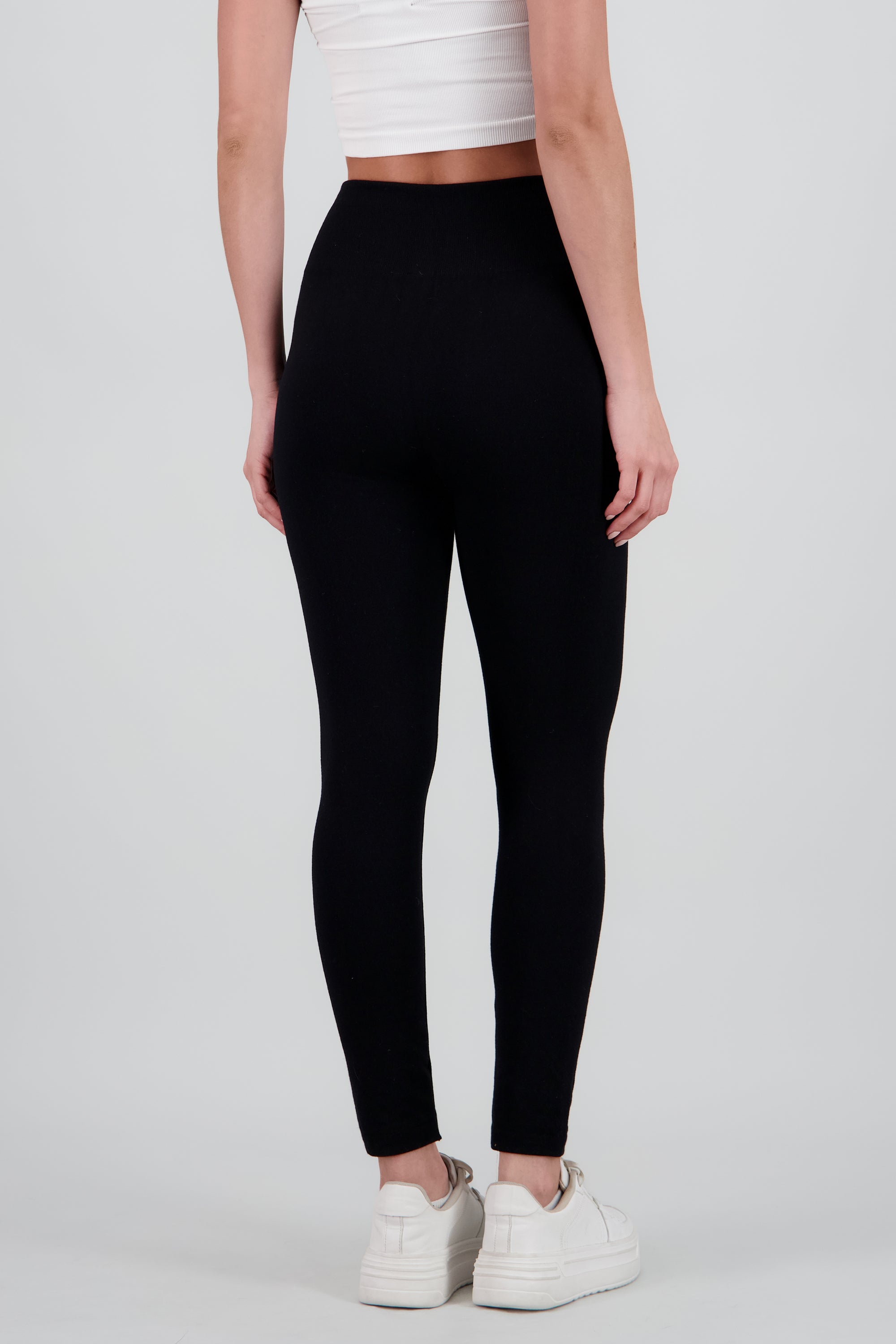 Leggings lisos pretina ancha NEGRO