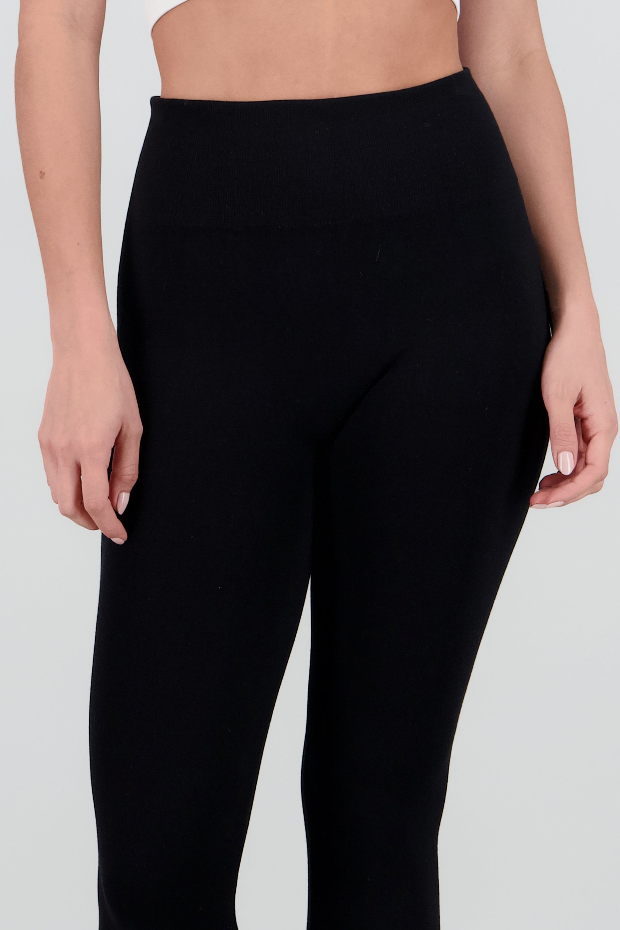 Leggings lisos pretina ancha NEGRO