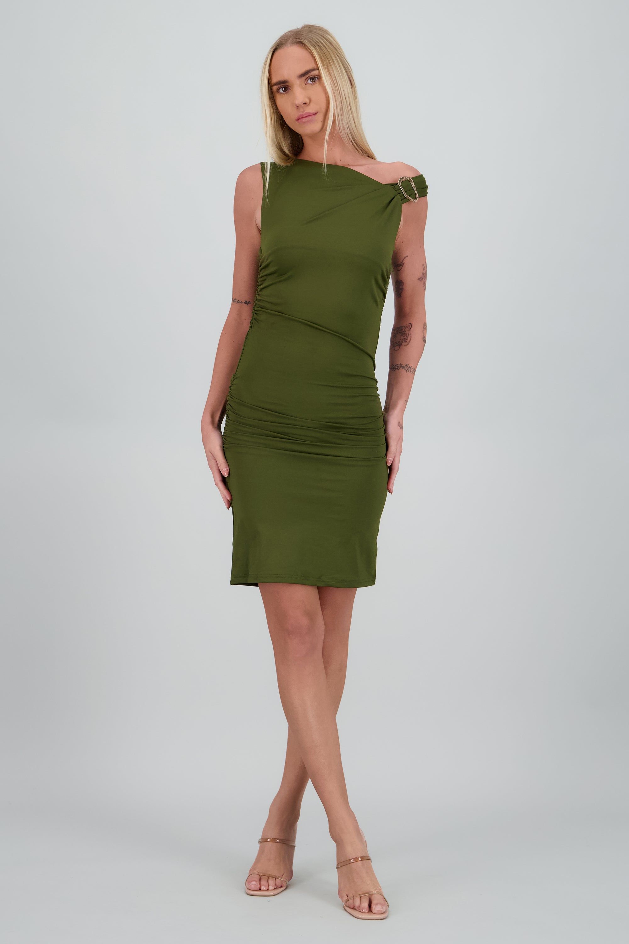 Vestido mini detalle drapeado OLIVO