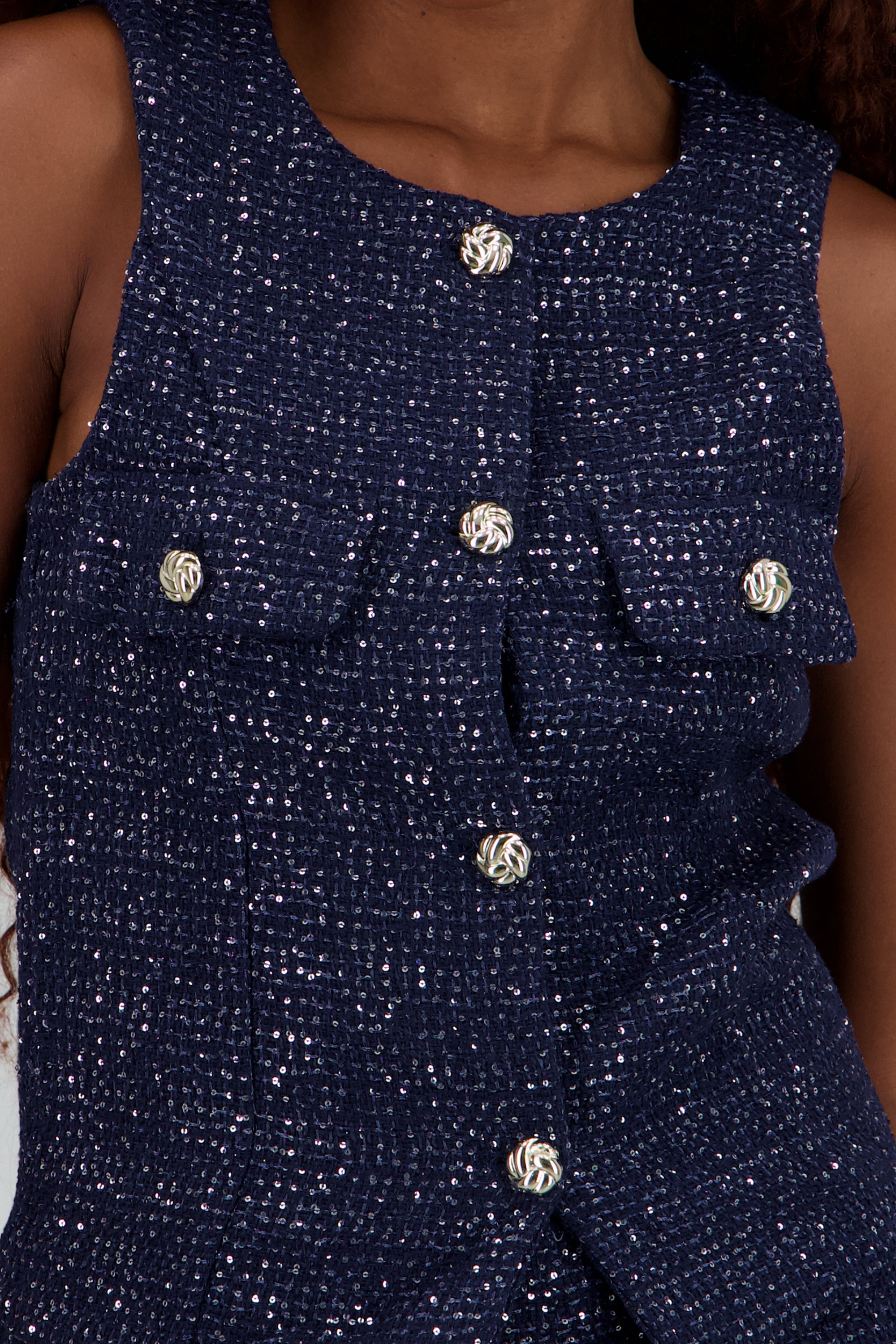 Chaleco estructura brillos MARINO