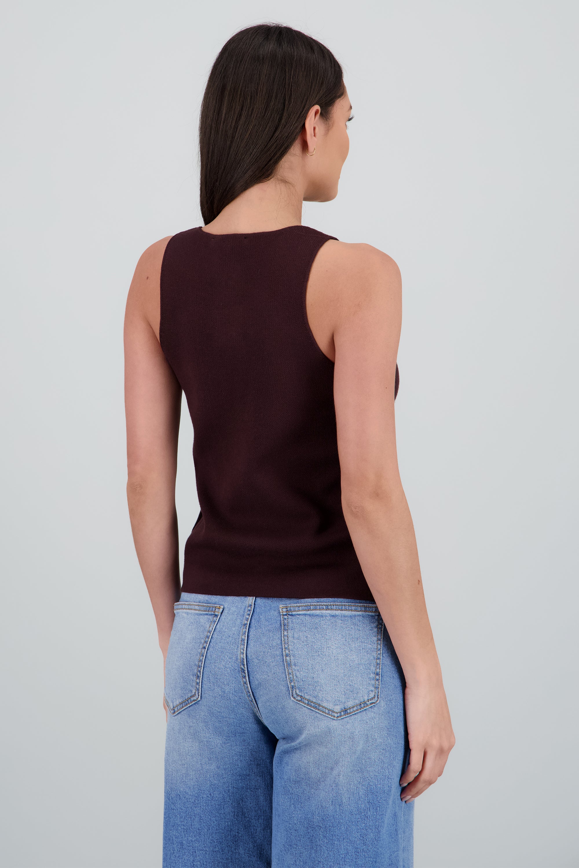 Chaleco largo tejido botones CHOCOLATE