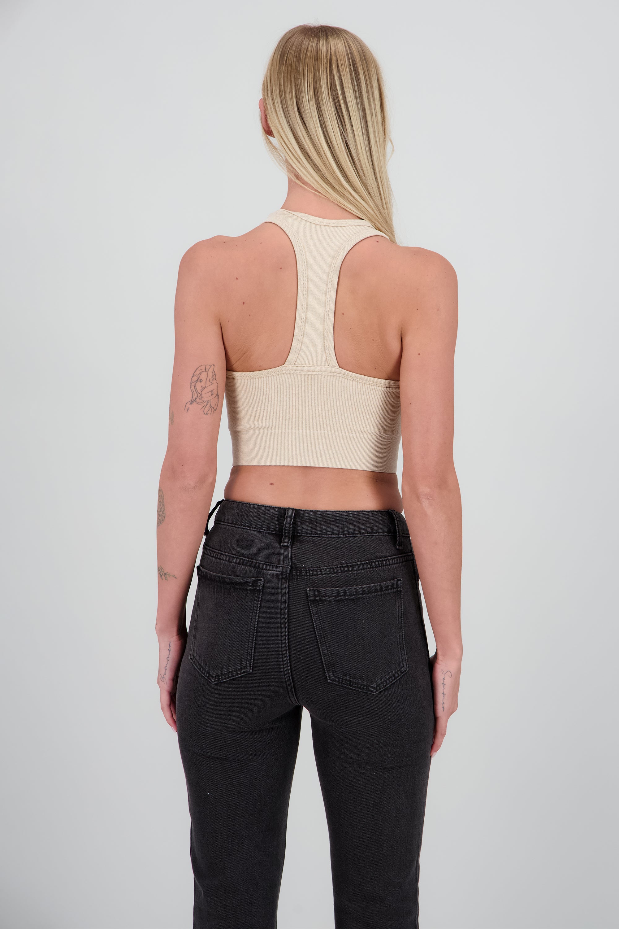 Top seamless cuello redondo CREMA