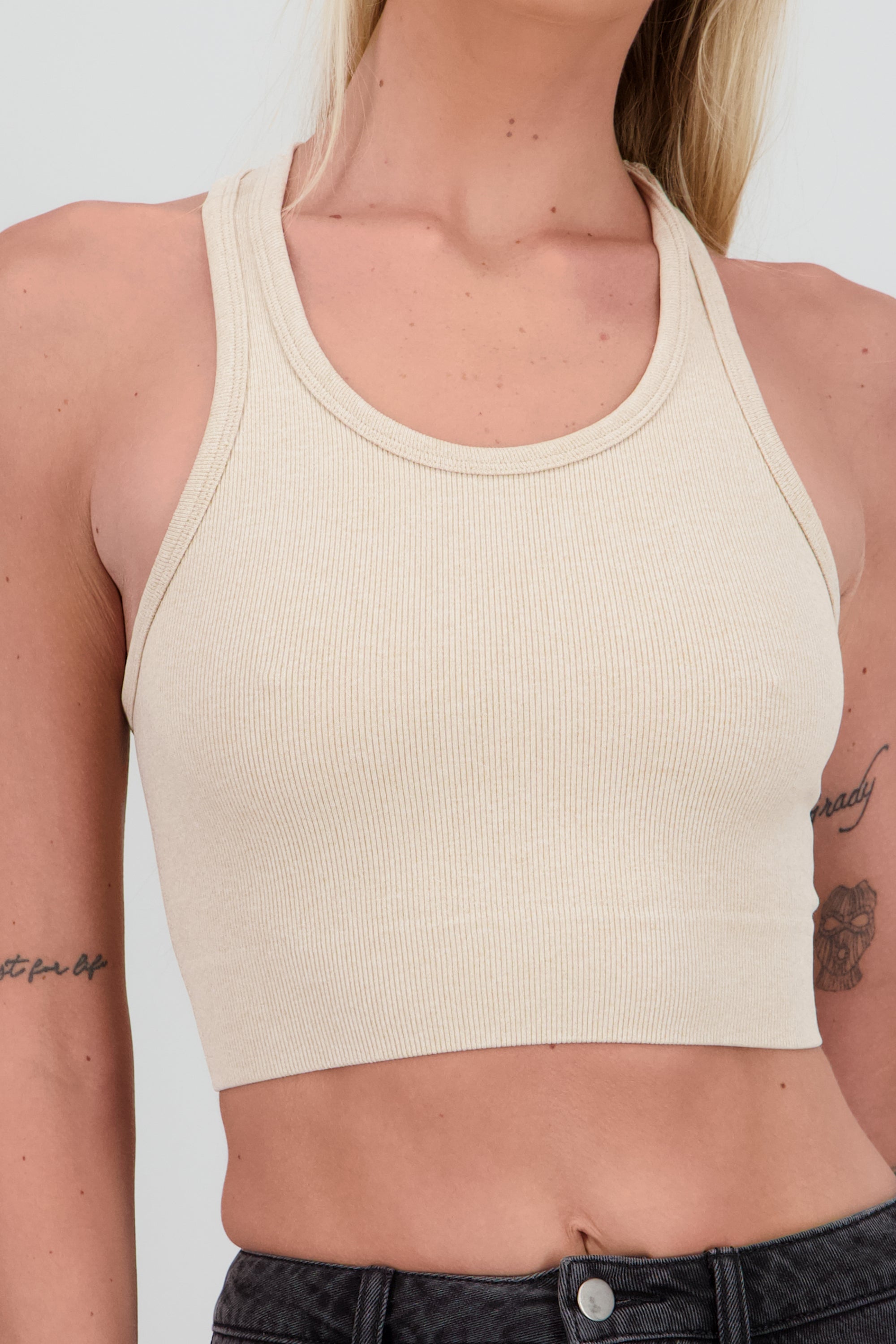 Top seamless cuello redondo CREMA